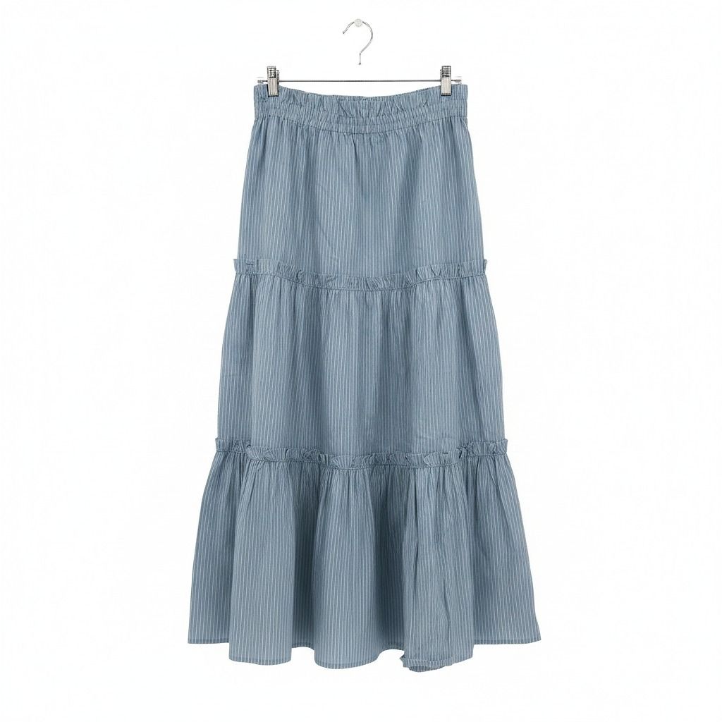 Tuckernuck Blue Striped Tiered Maxi Skirt