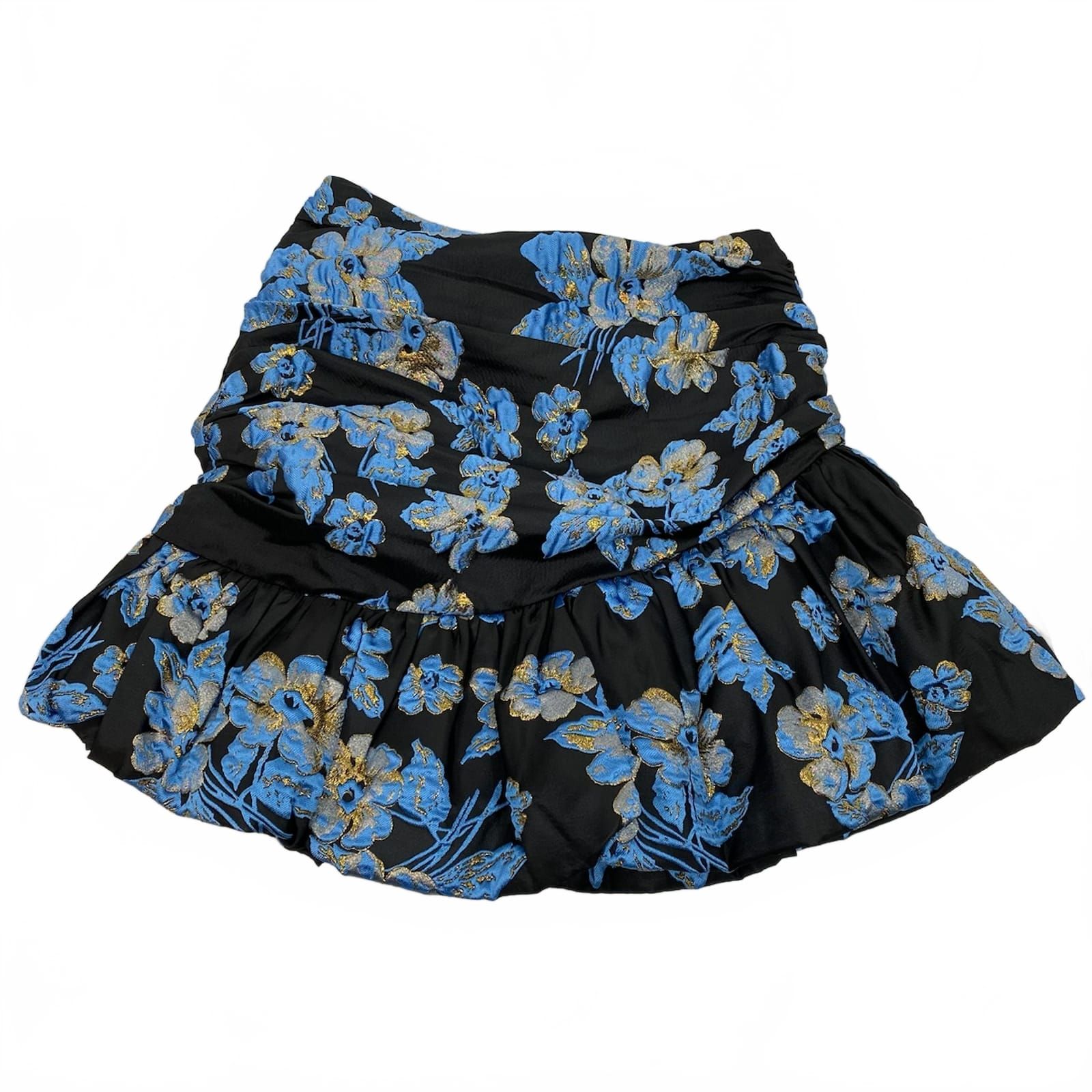 ASOS Black Blue Metallic Floral Brocade Mini Skirt