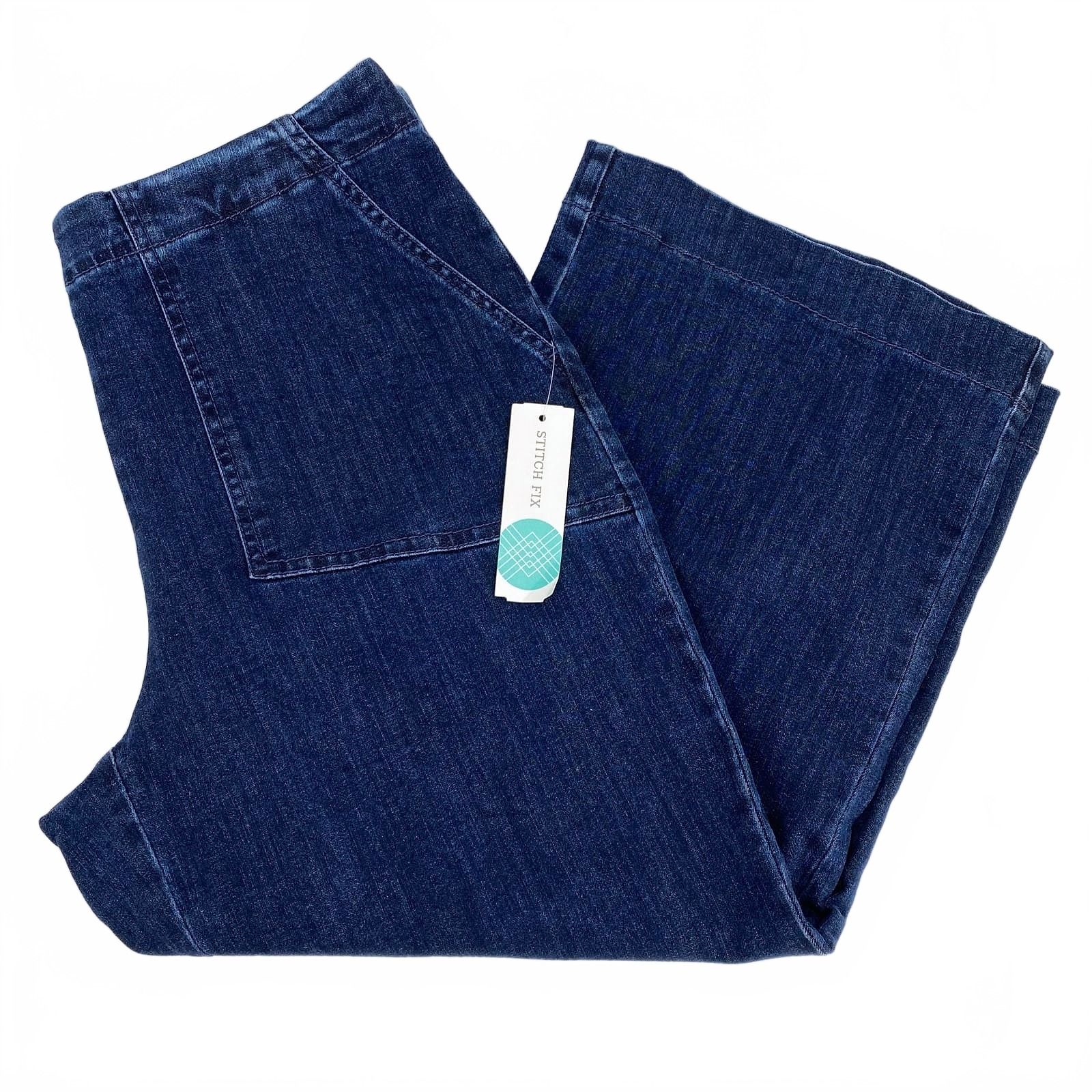 Nic + Zoe Dark Wash Wide Leg Cropped Pants