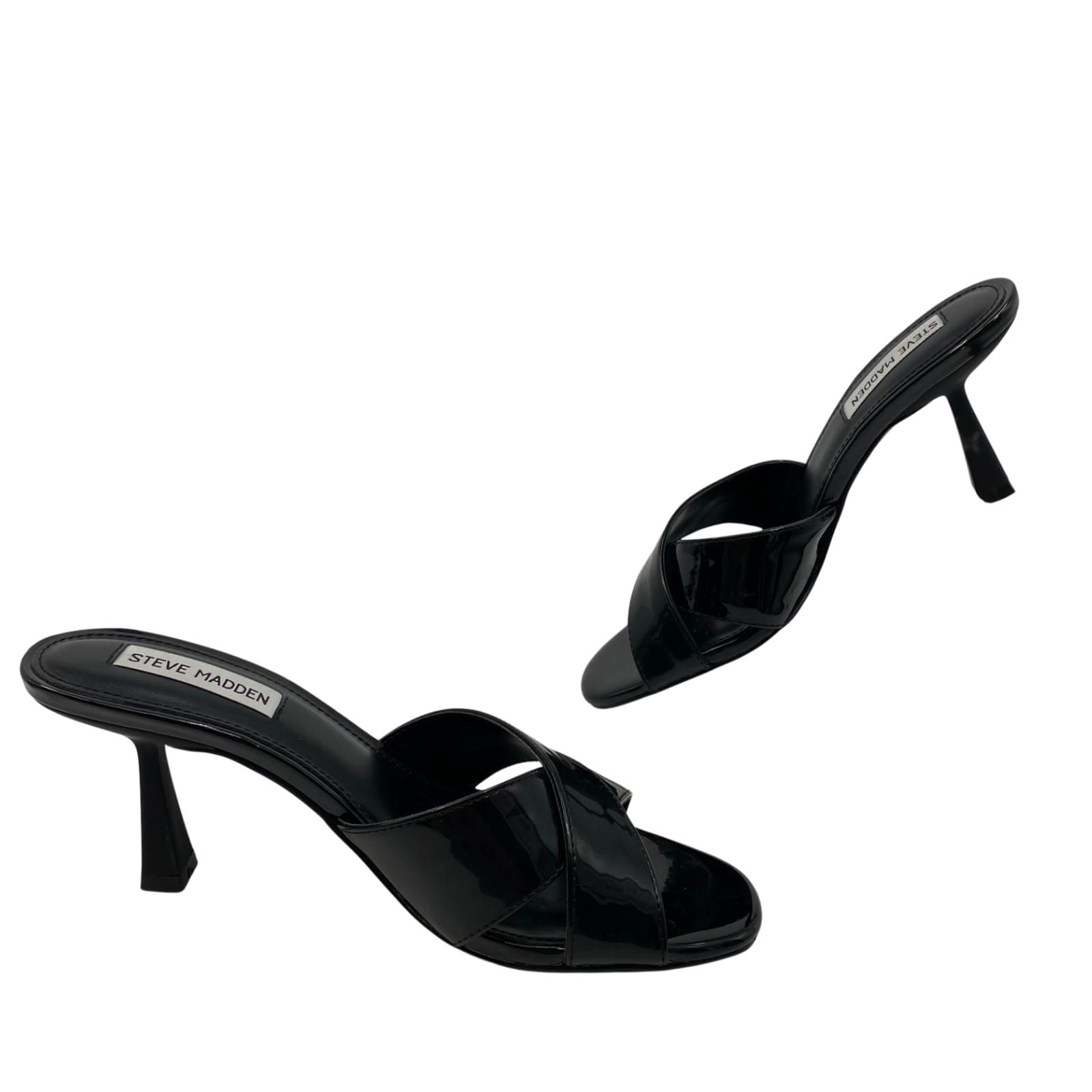 Steve Madden Black Synthetic Open Toe Kitten Heels