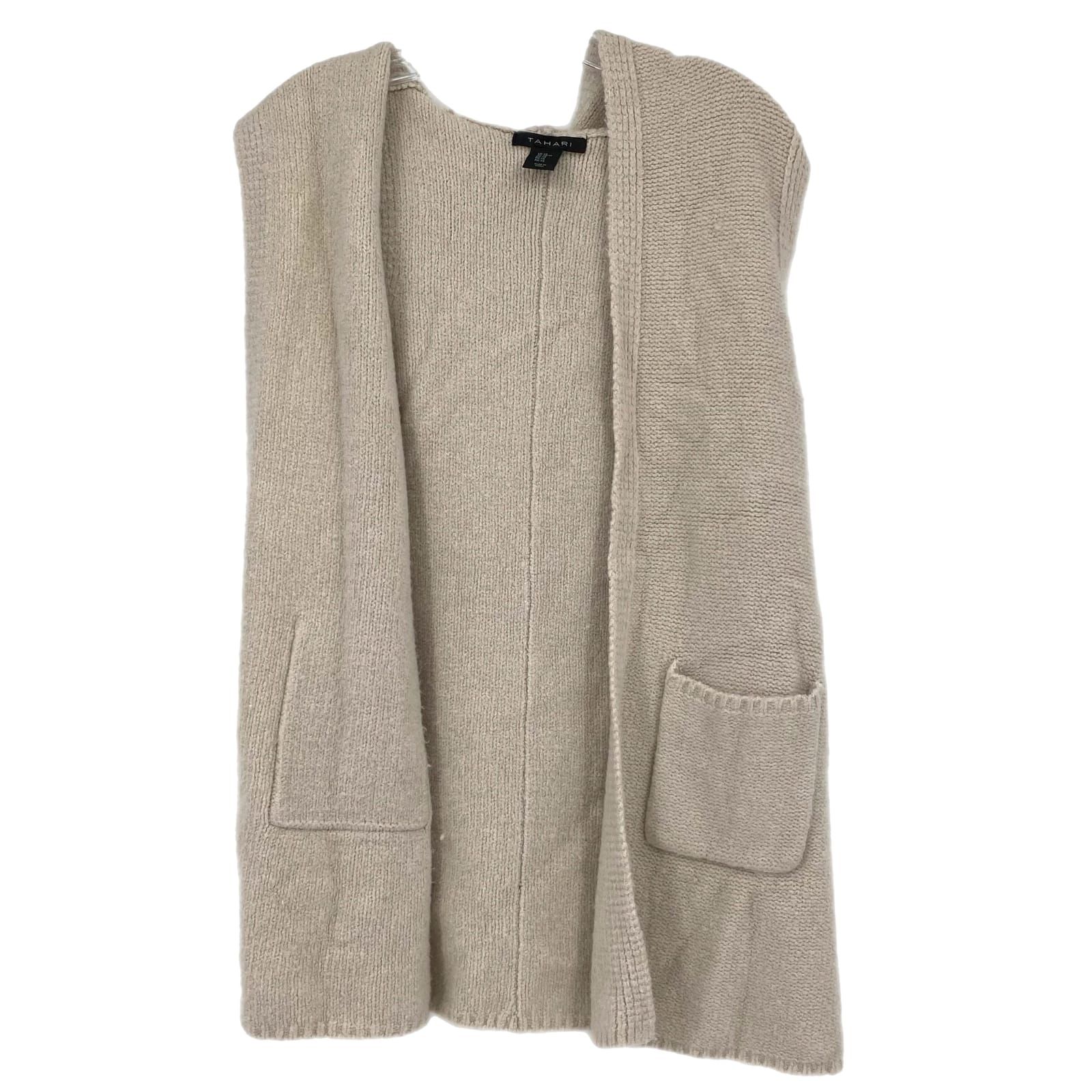 Tahari Pink Sleeveless Hooded Sweater Vest