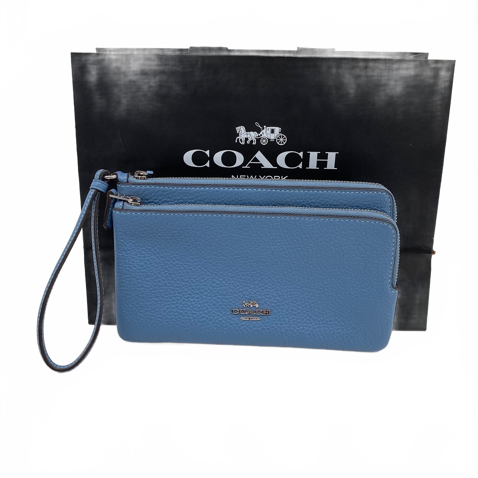 Coach Blue Clutch Double Zip