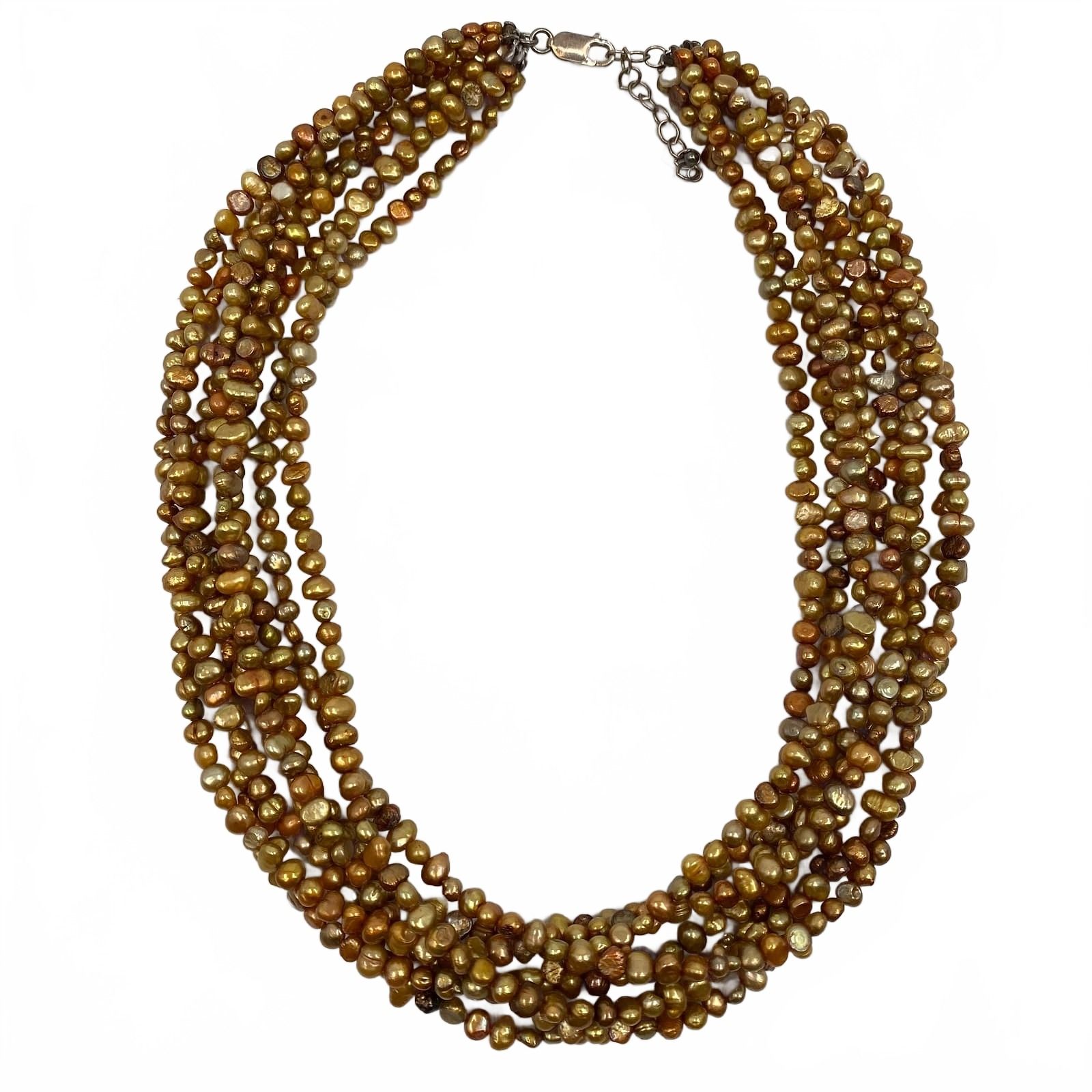 Orange Seed Pearl Layered Beaded Necklace