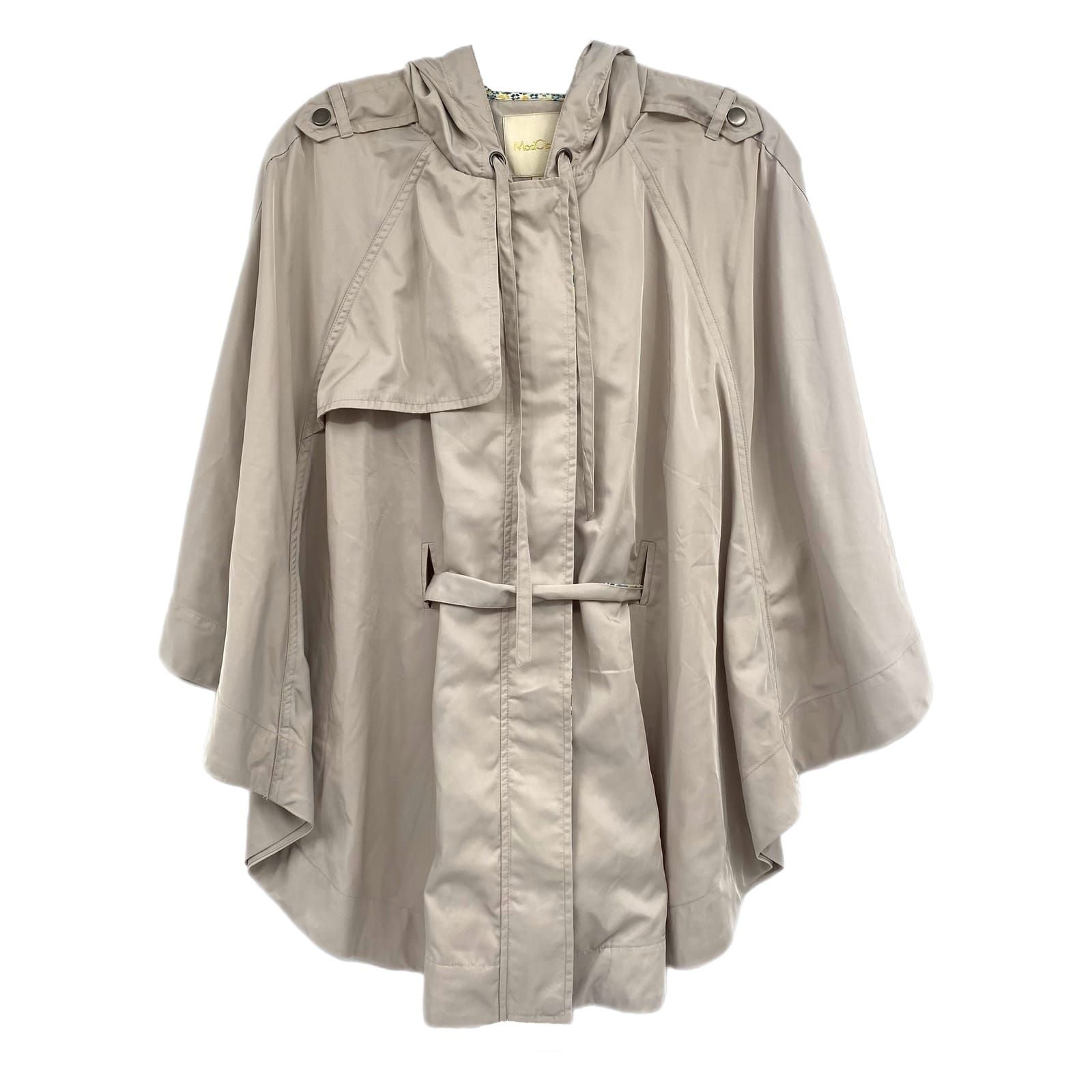 Modcloth Beige Belted Poncho Jacket