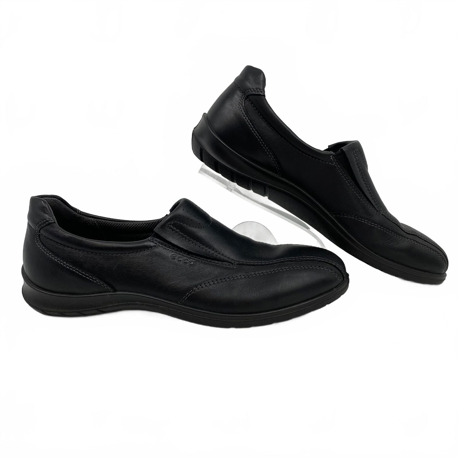 Ecco Black Leather Slip-On Shoes