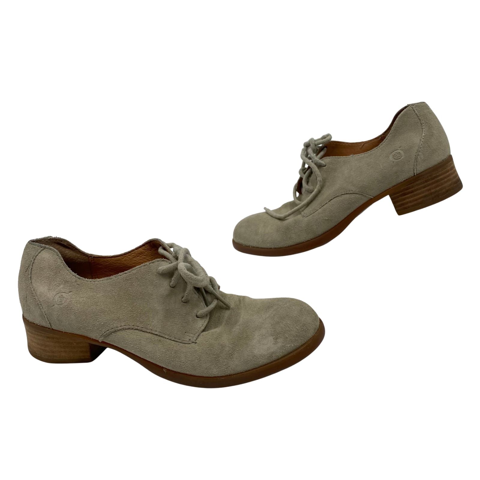 Born Gray Leather Block Heel Shoes