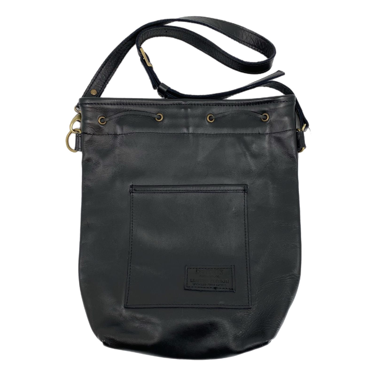 Looptworks Black Leather Bucket & Drawstring Bag