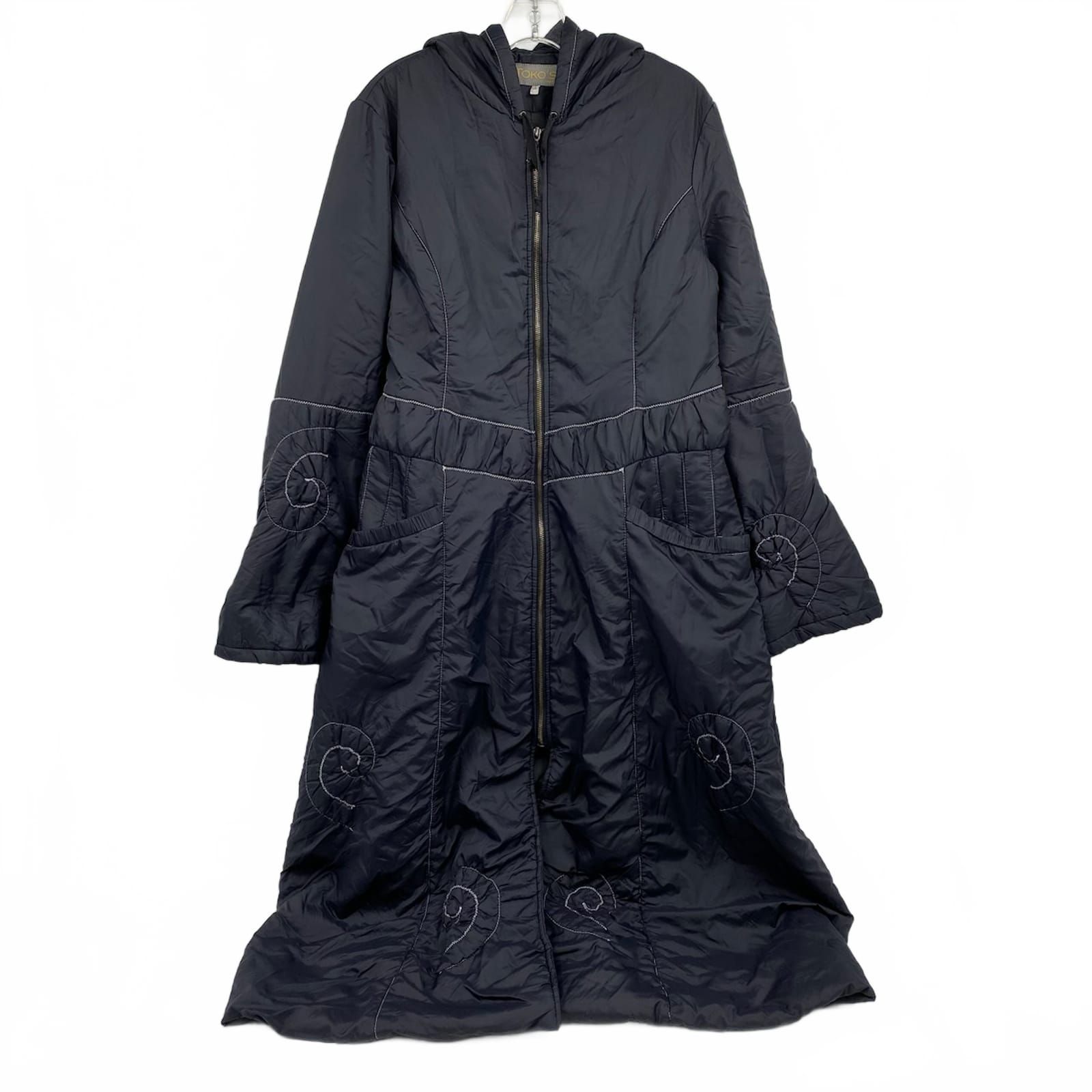 Toko’s Paris Black Swirl Embroidered Long Puffer Jacket