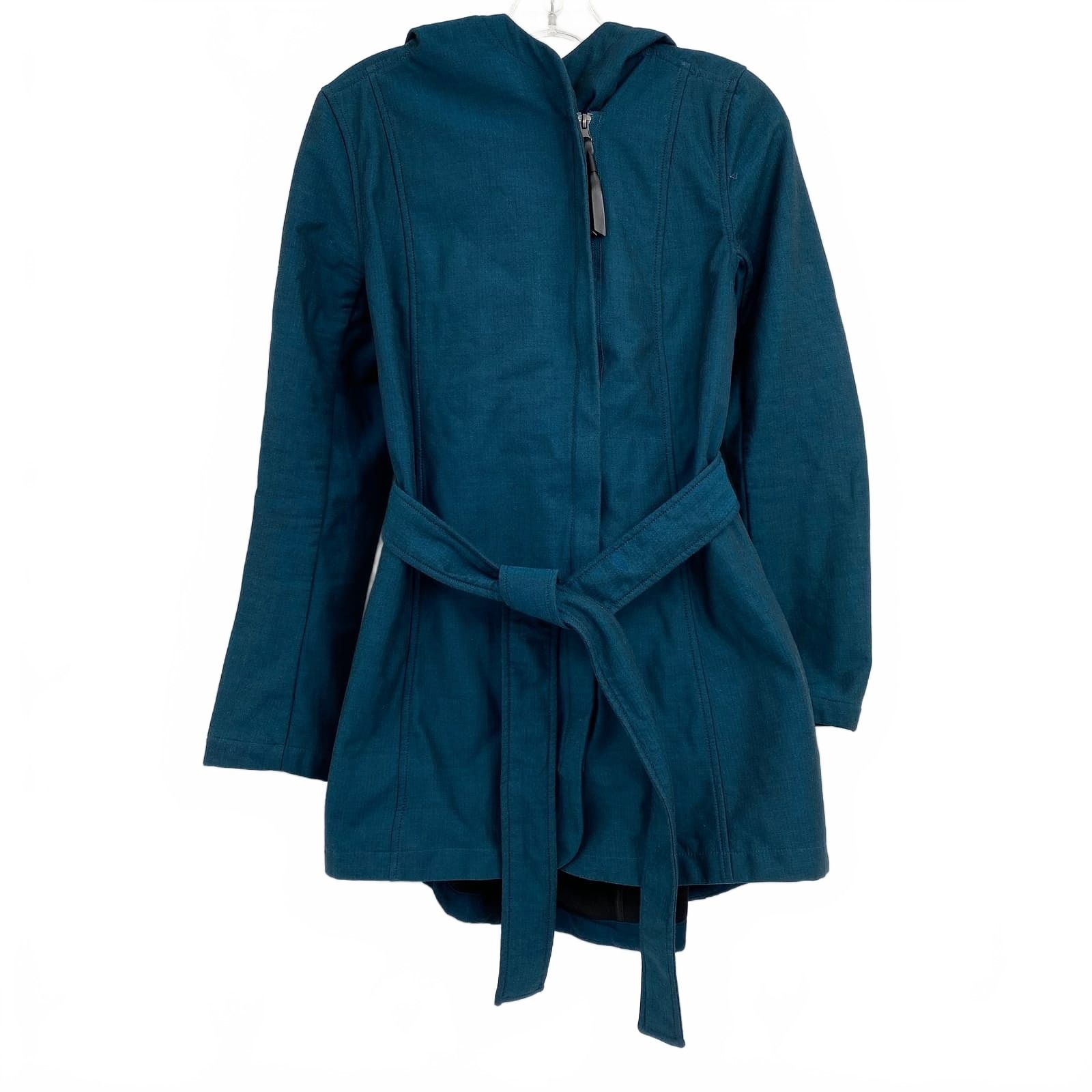 Mia Melon Teal Blue Hooded Belted Jacket
