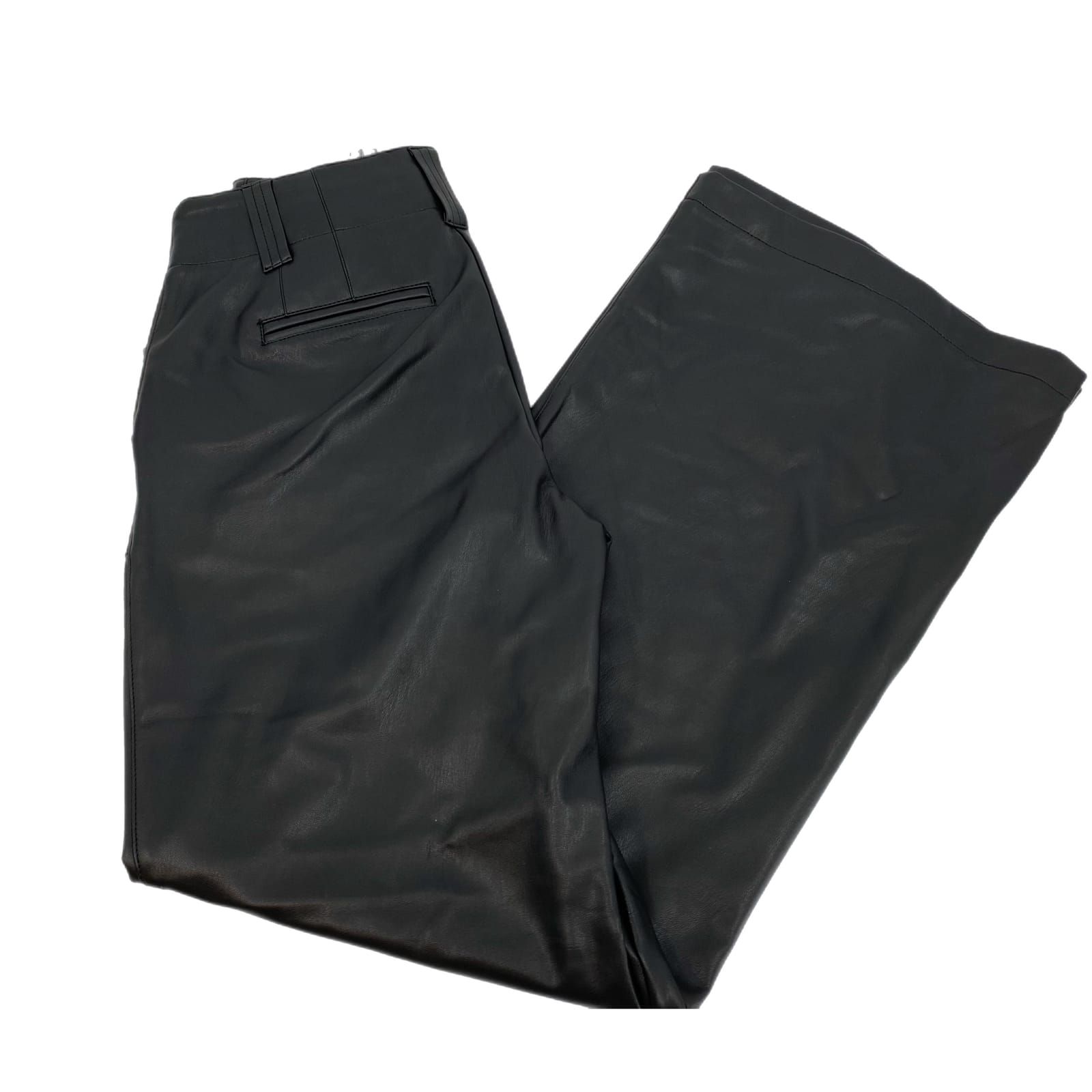 Maeve Black Leather Flared Pants