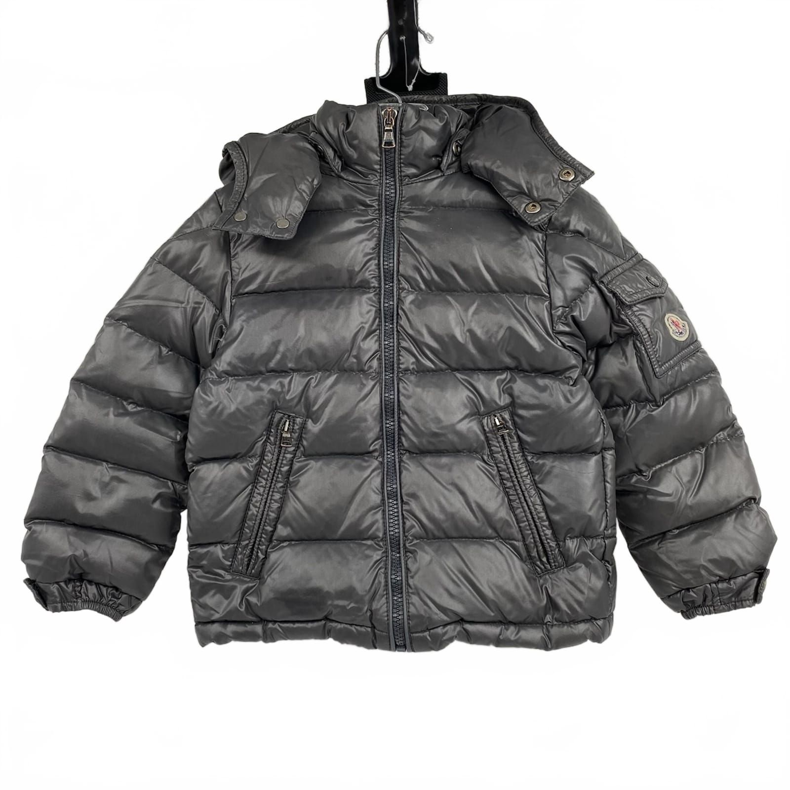Moncler Gray Hooded Down Puffer Coat