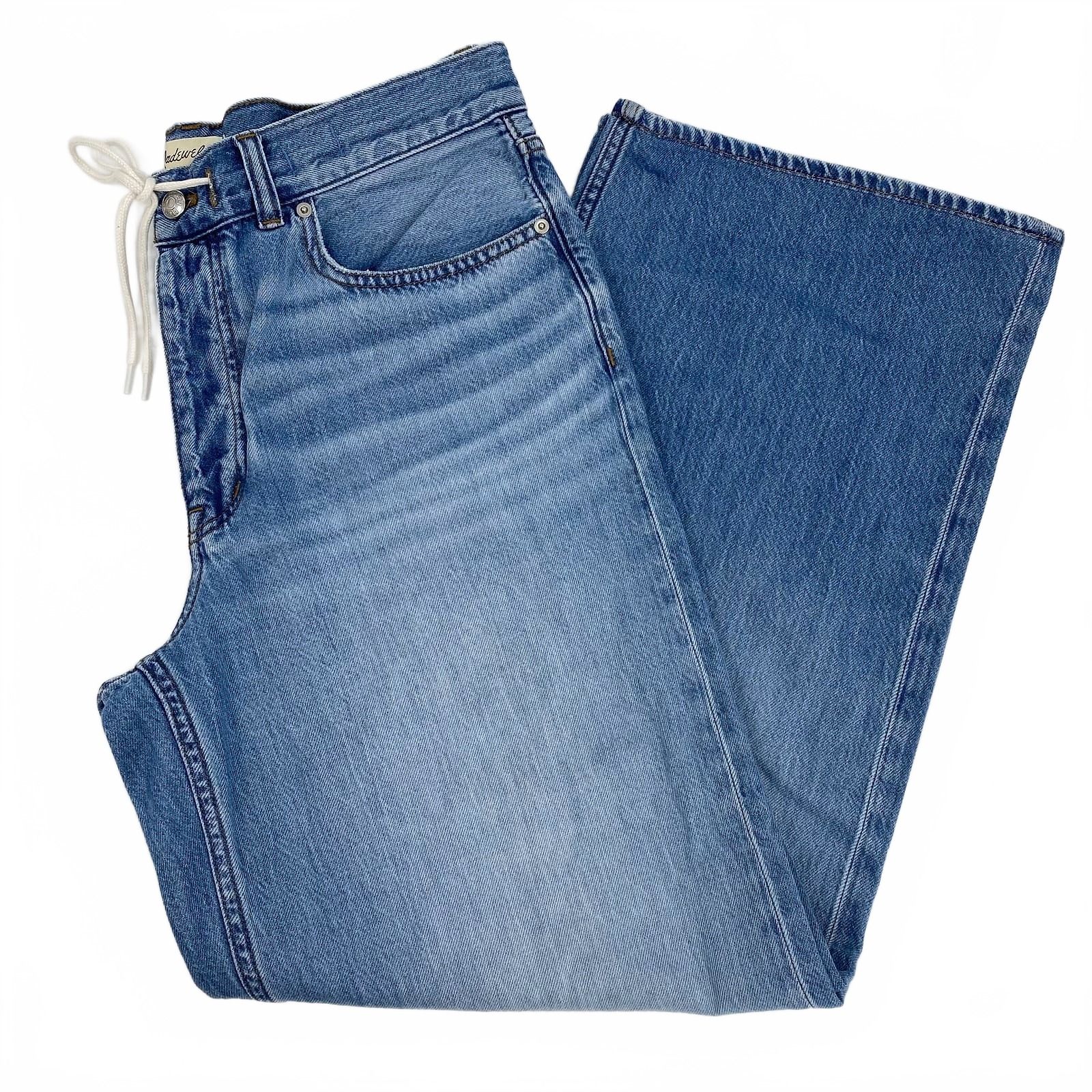 Madewell Light Wash Drawstring Baggy Wide-Leg Jeans