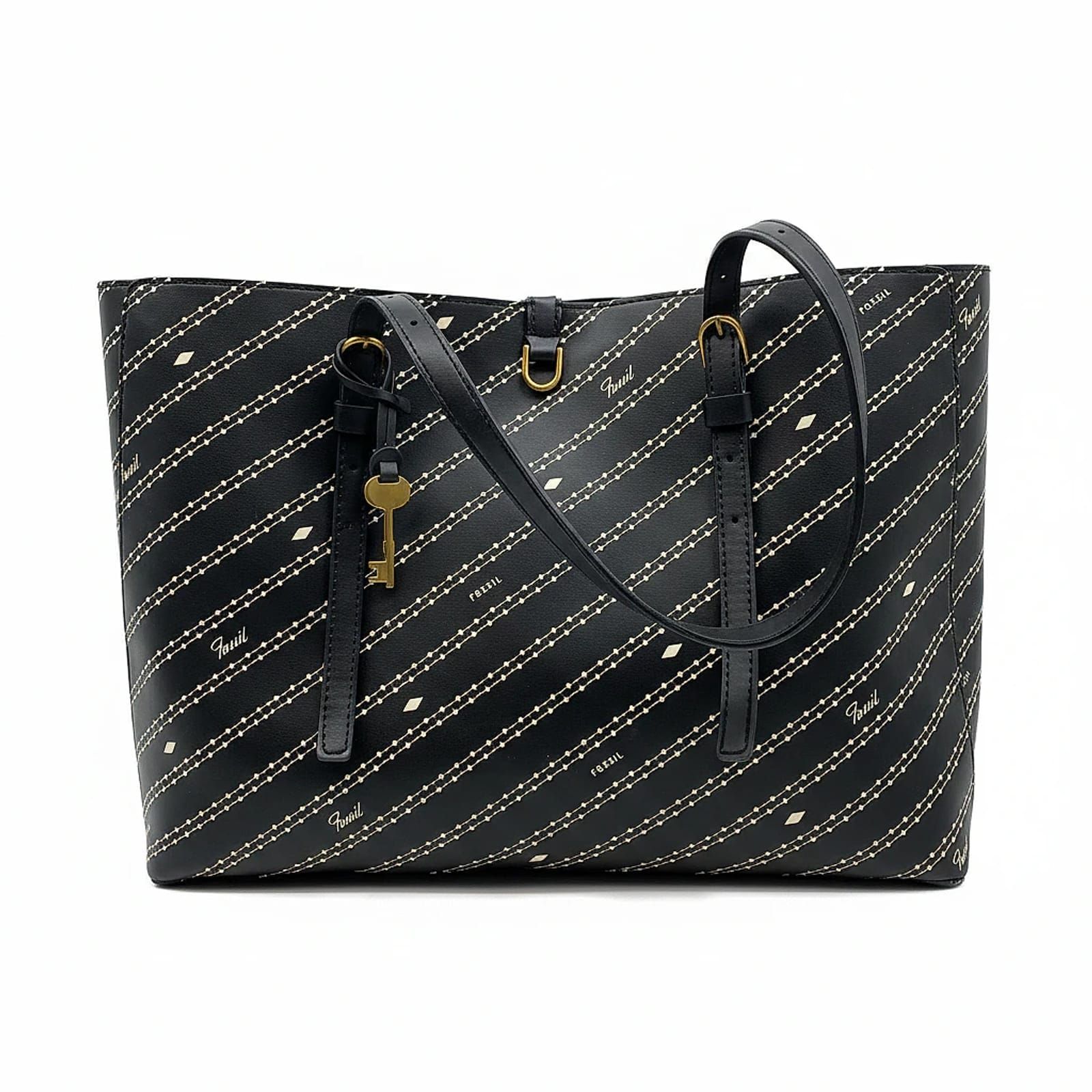 Fossil Black Faux Leather Tote