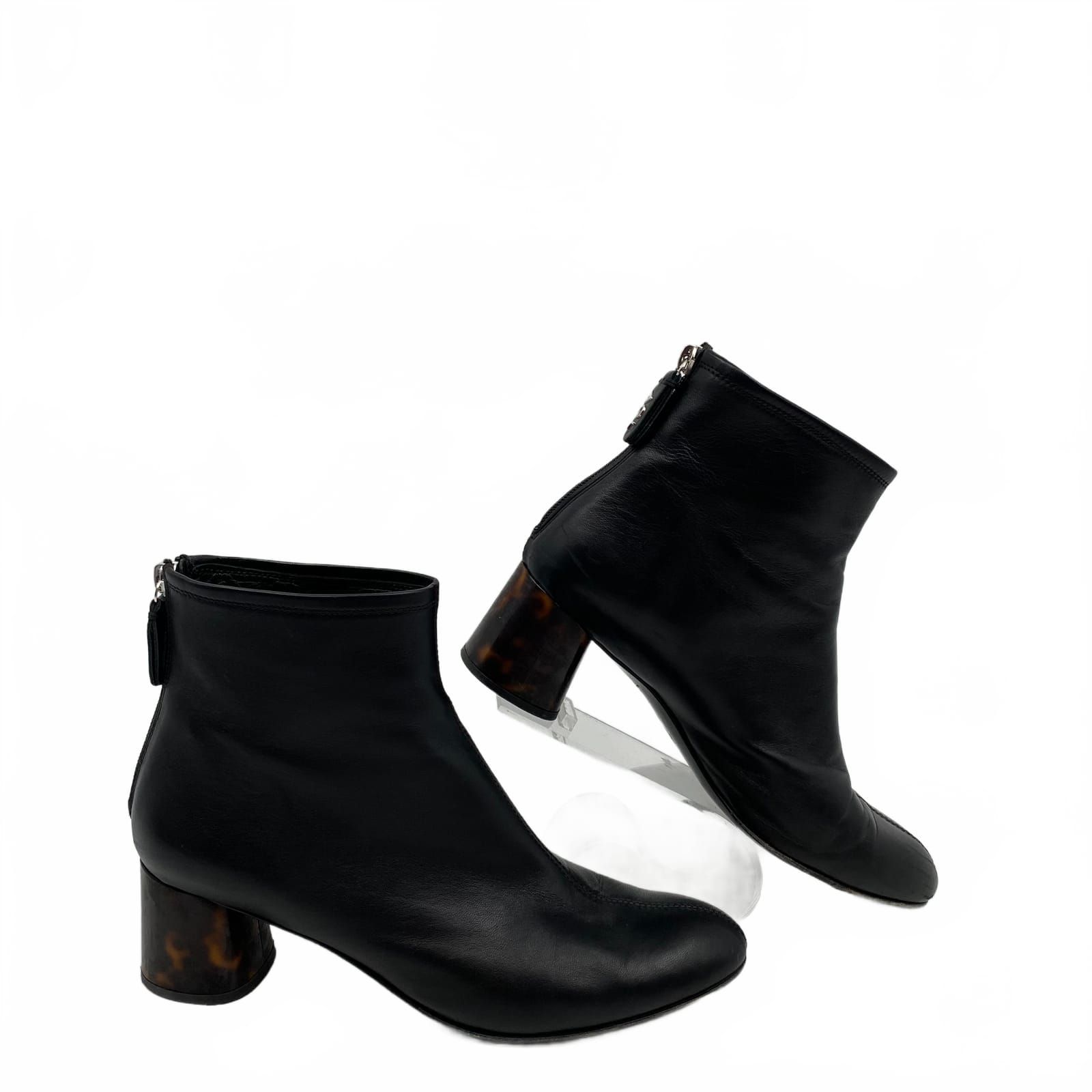 Agl Black Leather Bootie