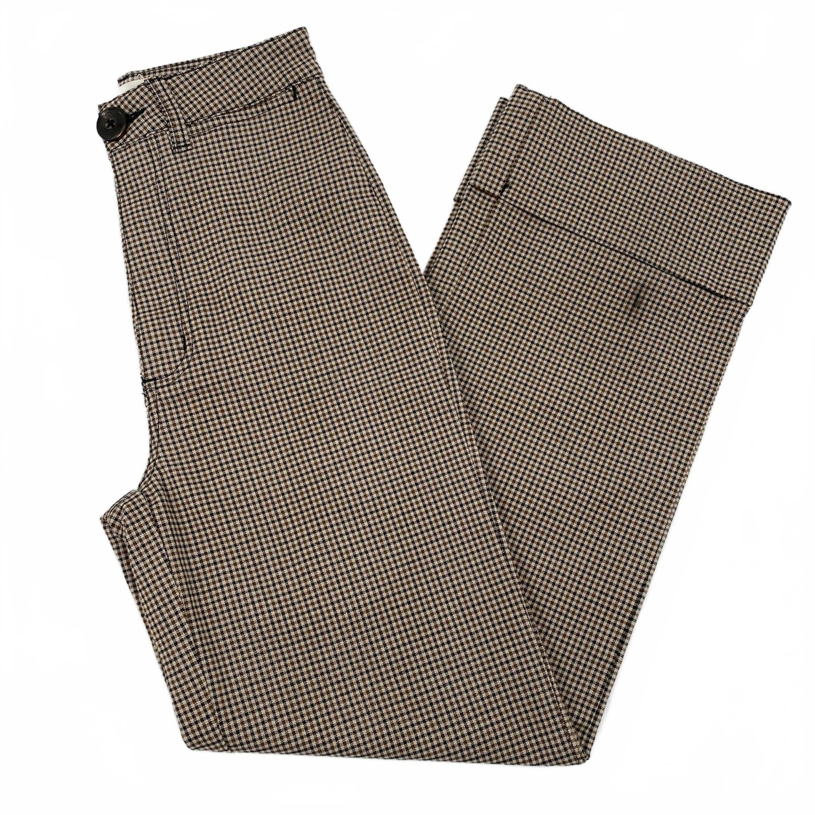 ROLLA’S Brown Houndstooth Cuffed Wide Leg Trousers
