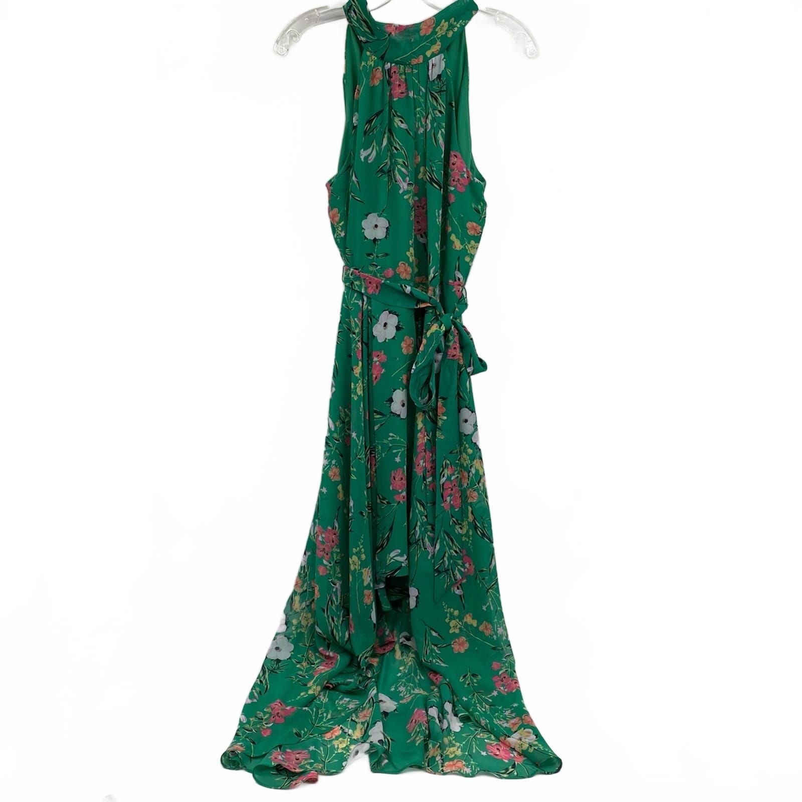 Eliza J Floral Mock Neck Hi-Low Maxi Dress