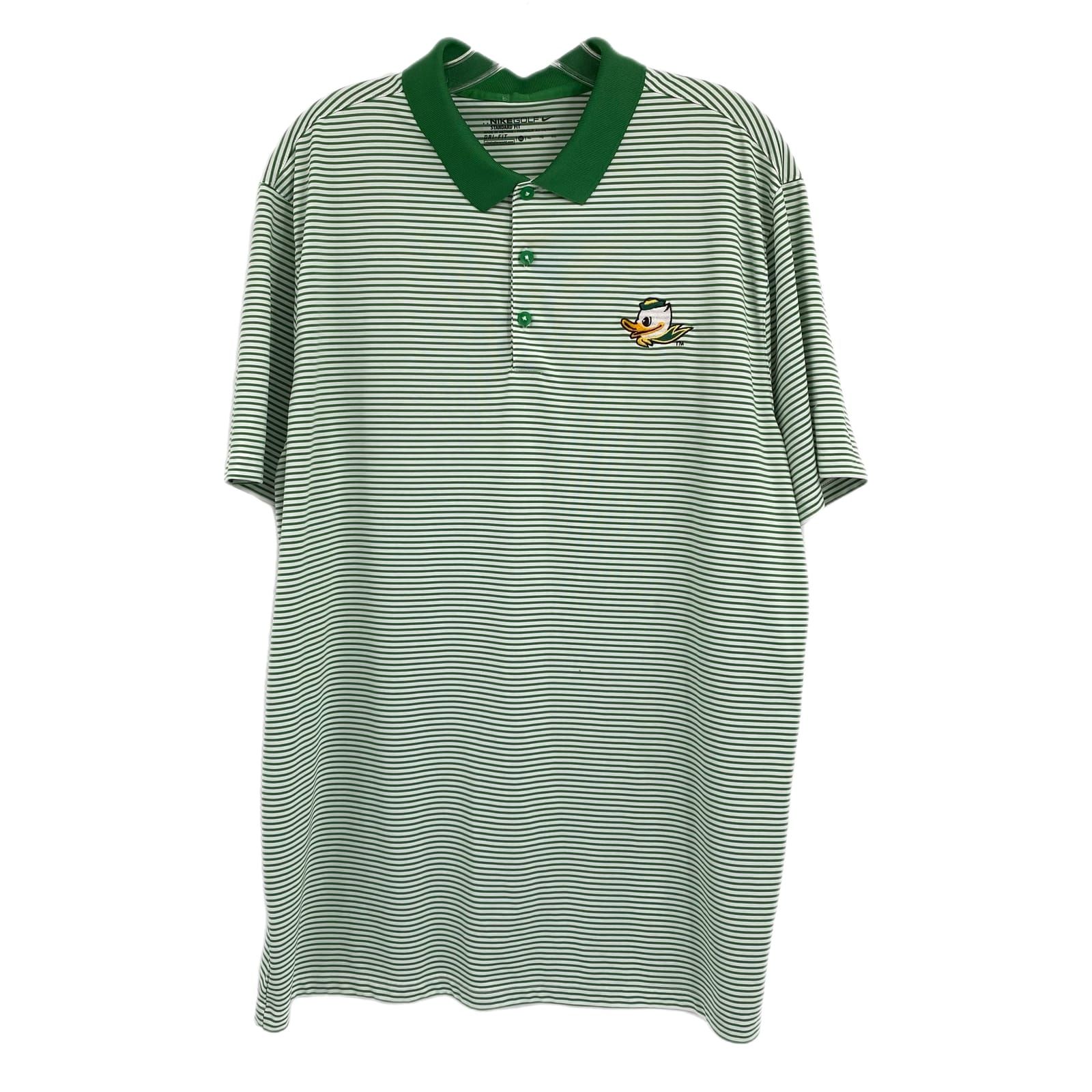 Nike Green White Striped University of Oregon Ducks Polo