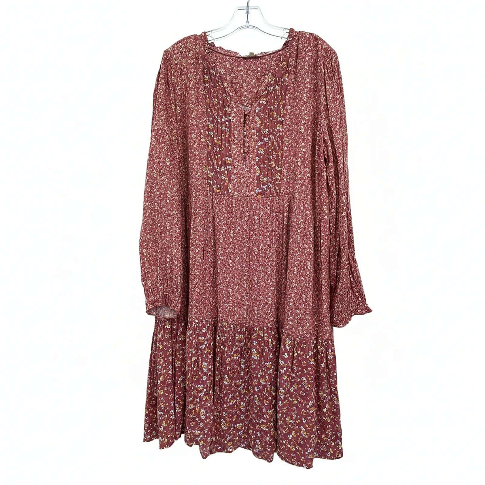 Fat Face Pink Floral Long Sleeve Dress