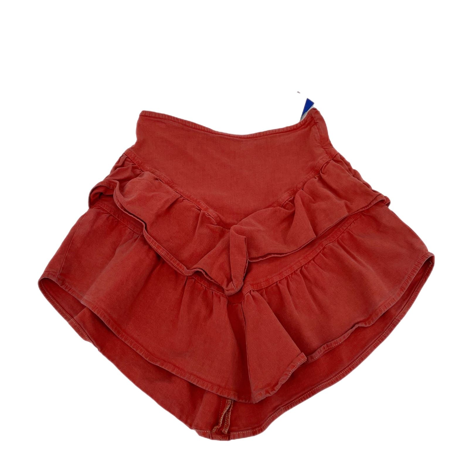 Mother Orange Cotton Ruffle Mini Skirt