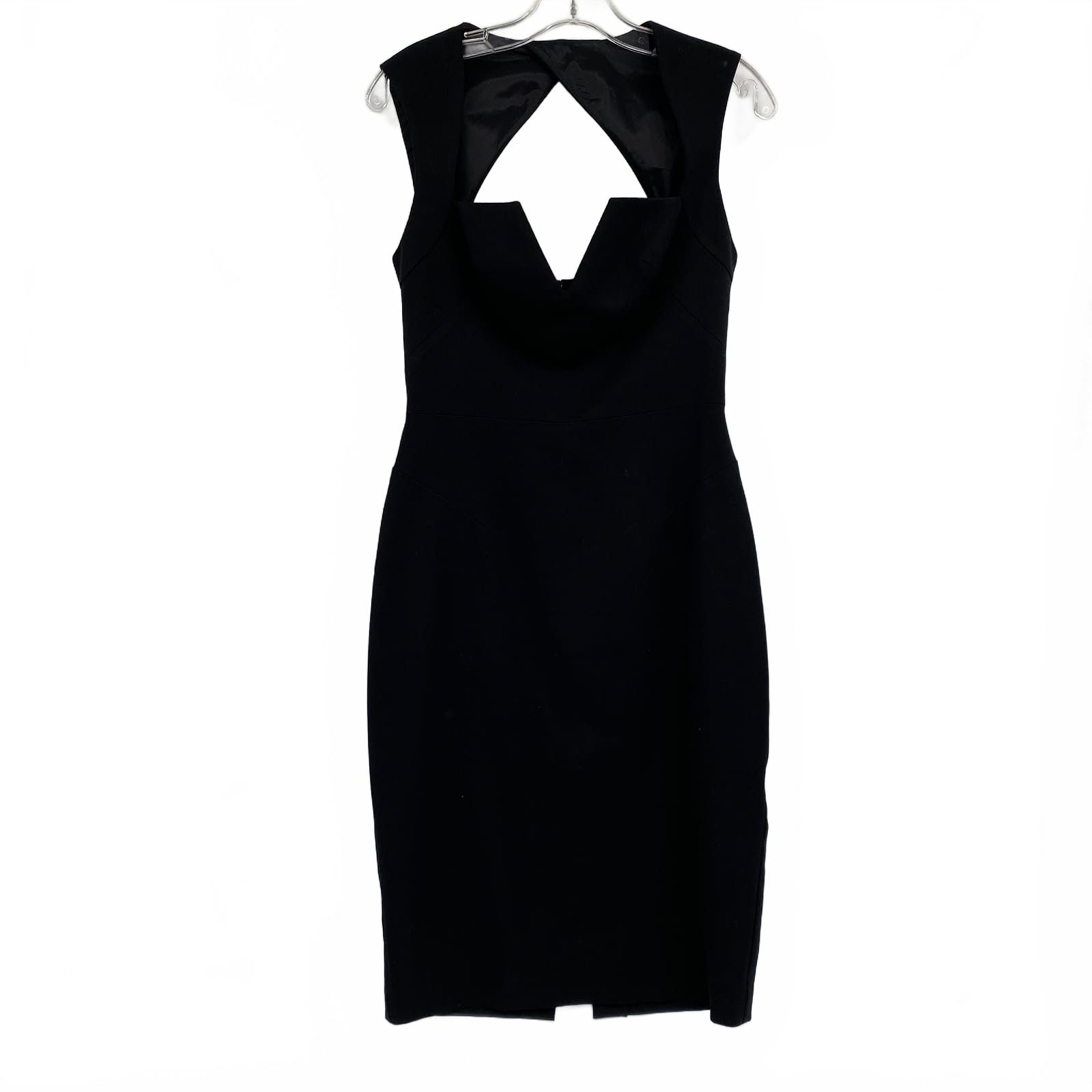 Black Halo Black Cap Sleeve Pencil Midi Dress