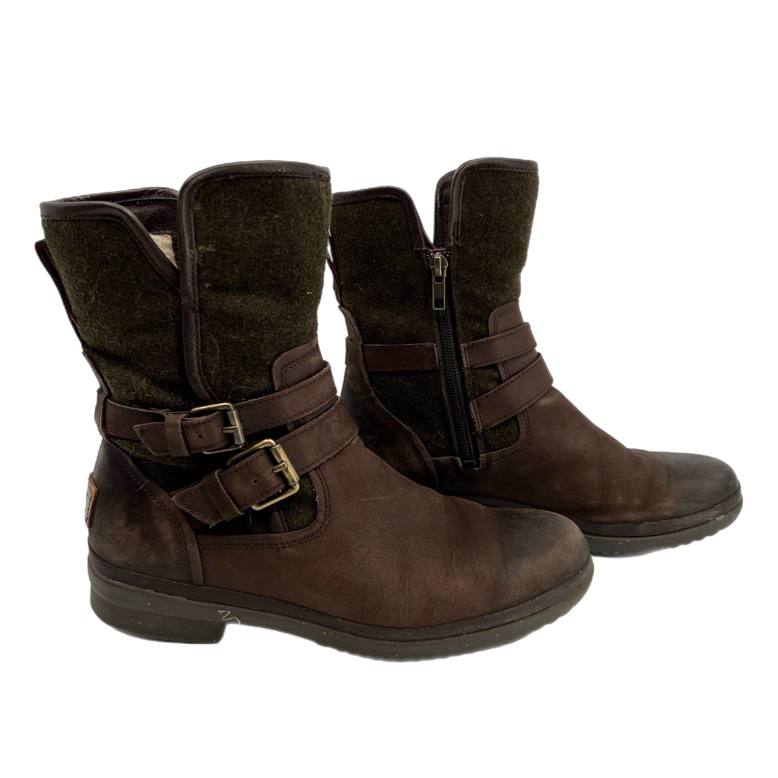 UGG Brown Leather Zip Ankle Booties