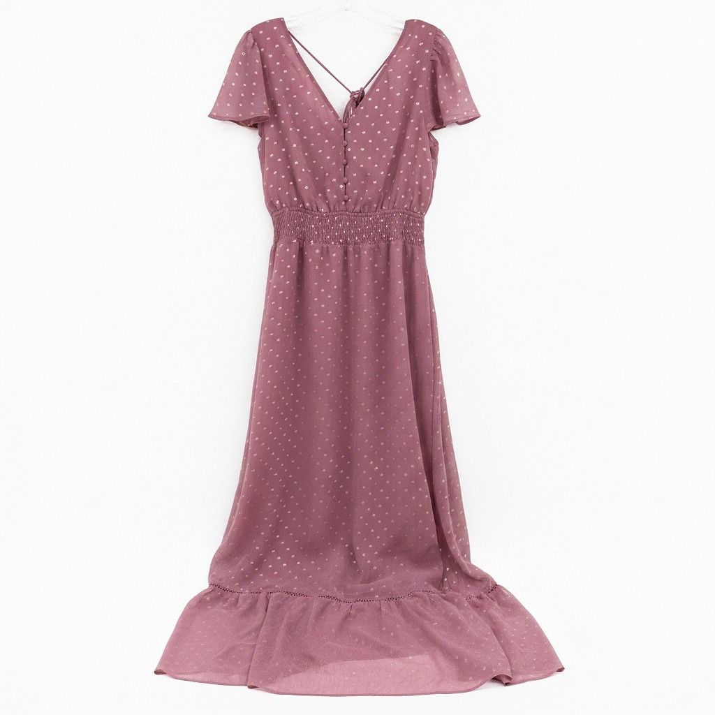 Vici x Fate Mauve Gold Spotted Maxi Dress