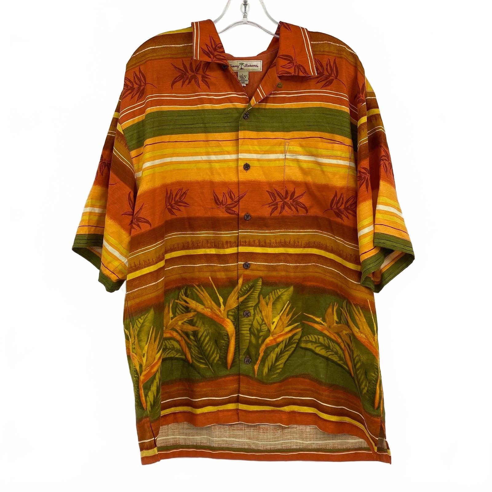 Tommy Bahama Orange Green Button-Up Shirt