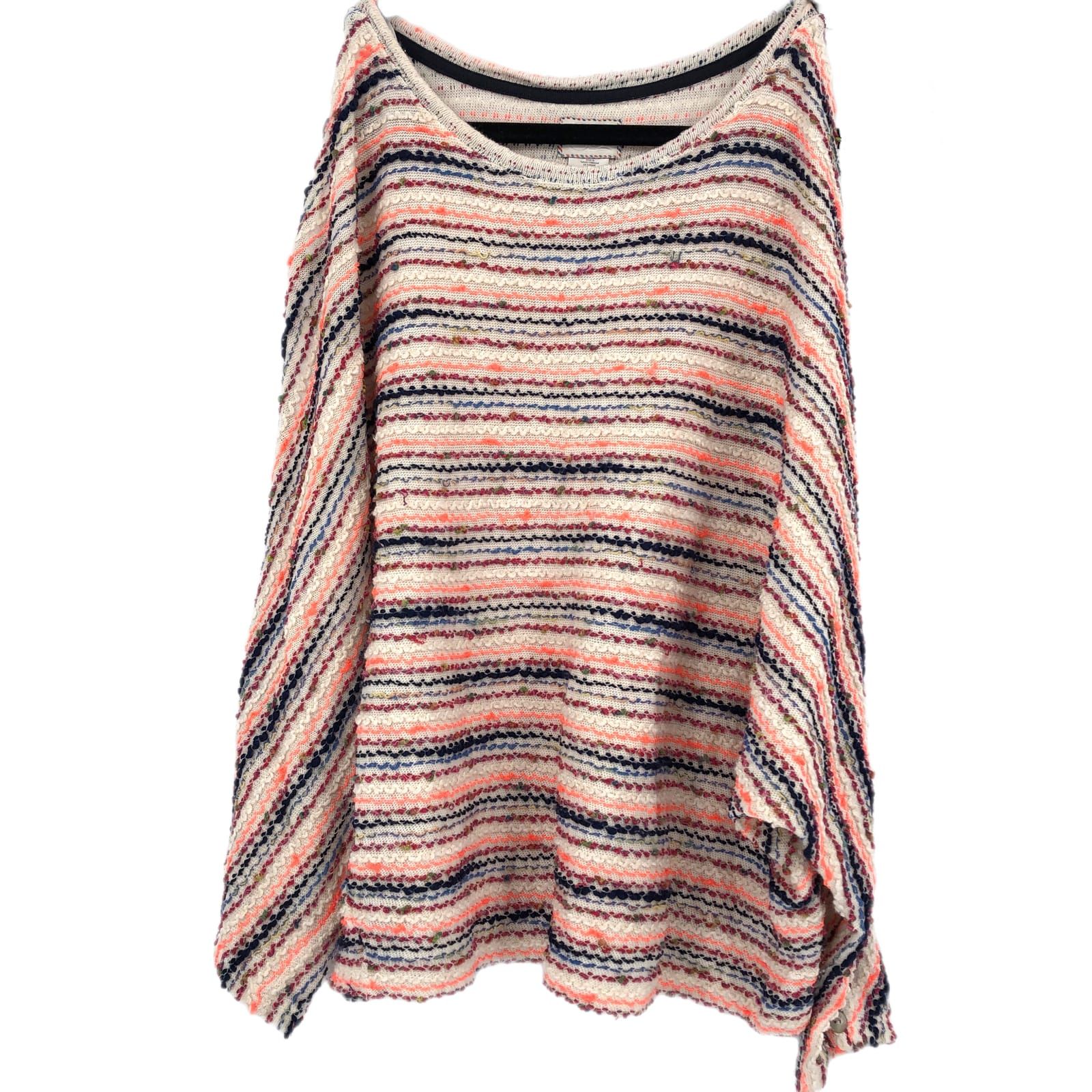 Classic Striped Cotton-Acrylic Sweater in Cream & Blue