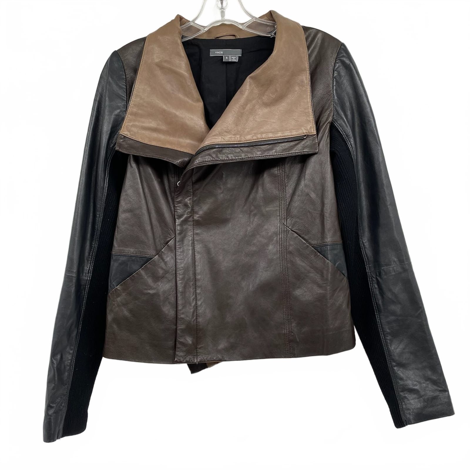 Vince Leather Jacket Brown/Black