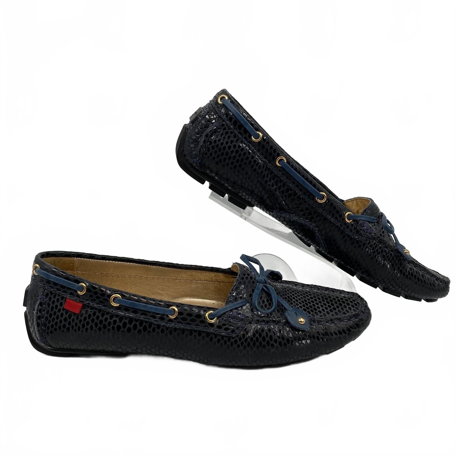 Marc Joseph Navy Blue Snake Embossed Loafers