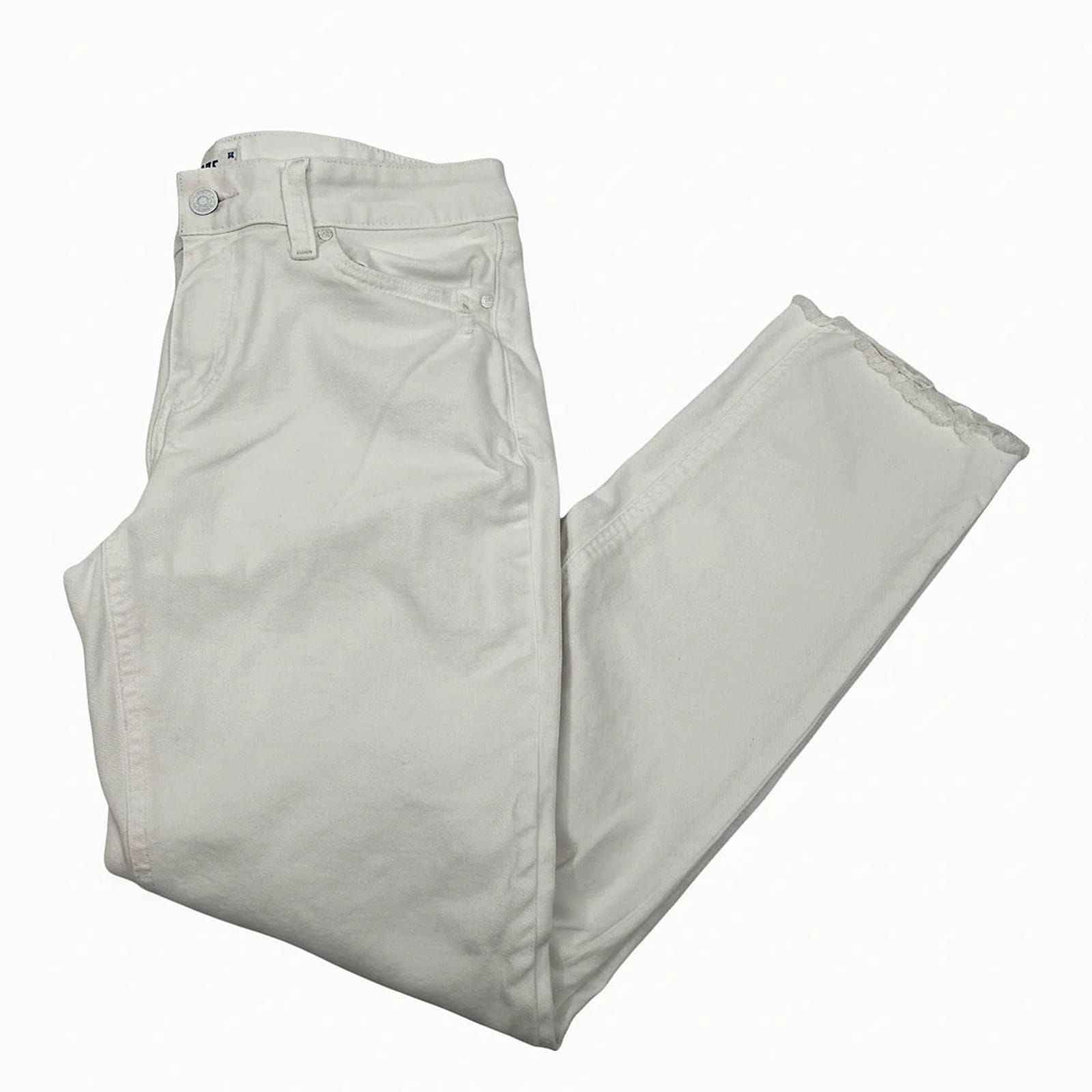 PAIGE White Brigitte Distressed Straight Jeans