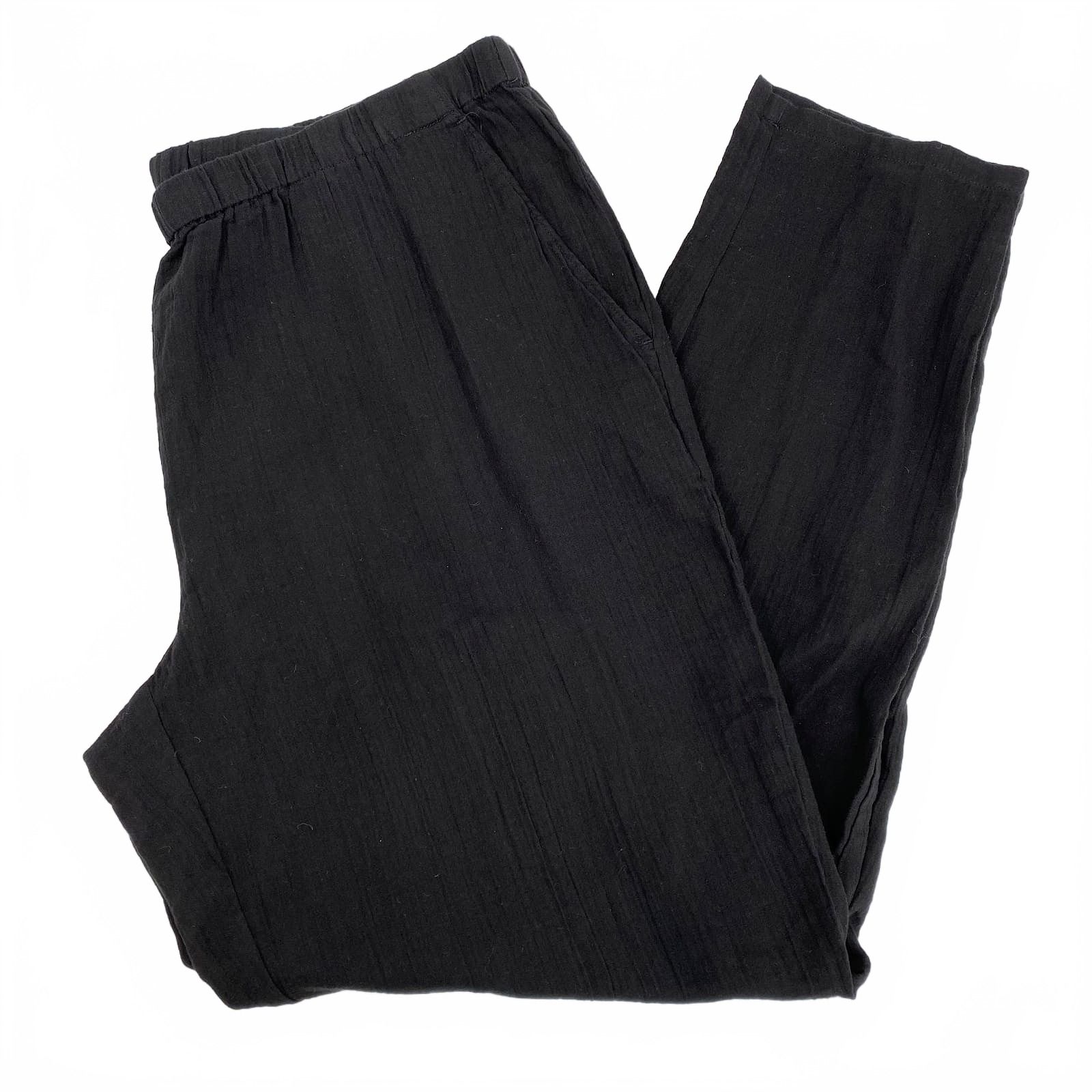 Eileen Fisher Black Cotton Relaxed Pants