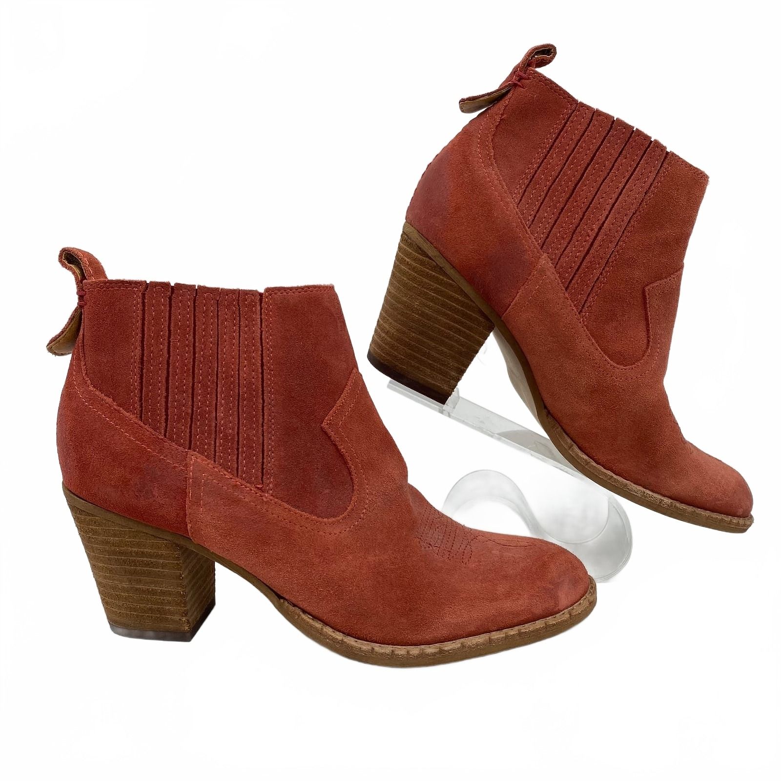 Dolce Vita Red Suede Western Heeled Booties