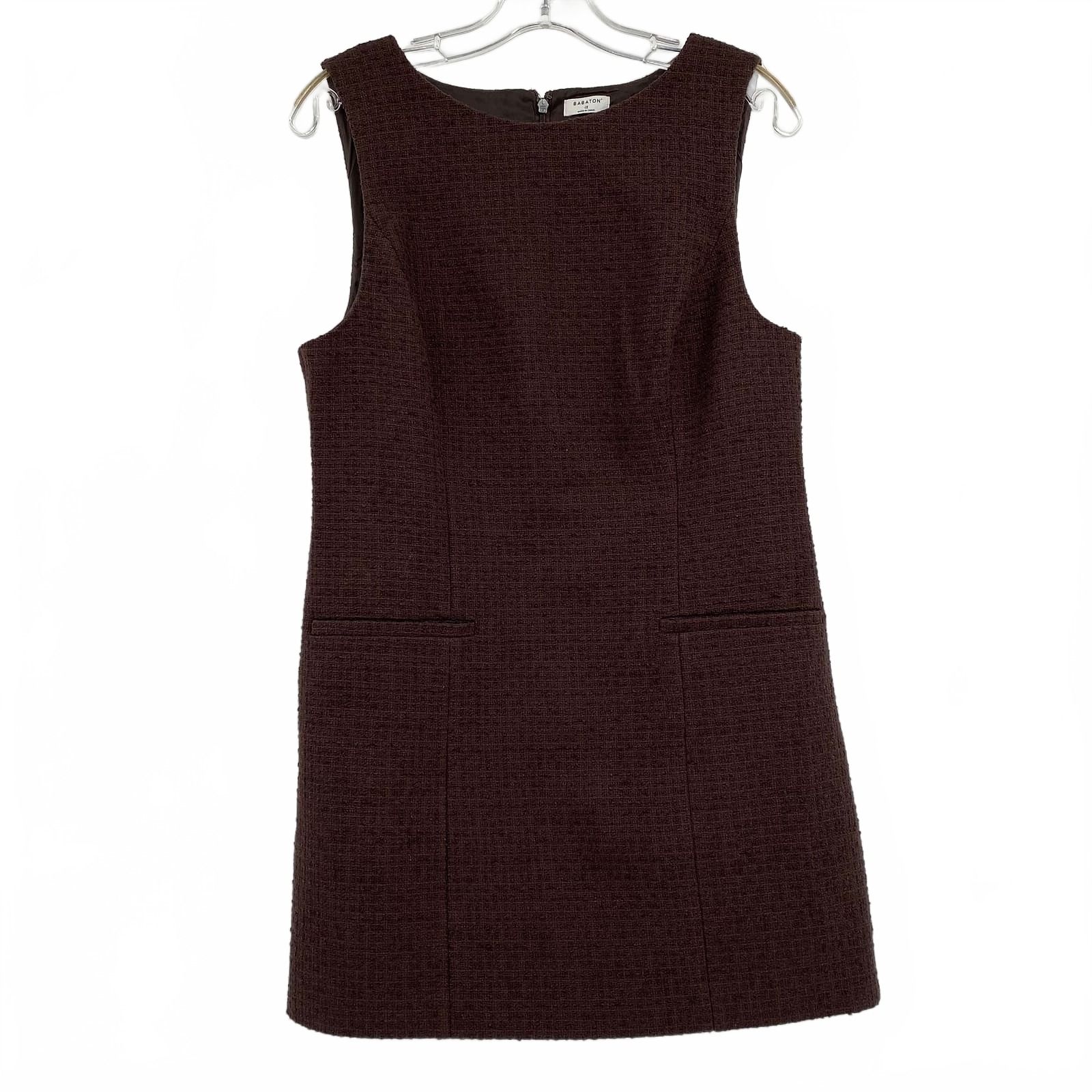 Babaton Brown Tweed Sleeveless Mini Dress