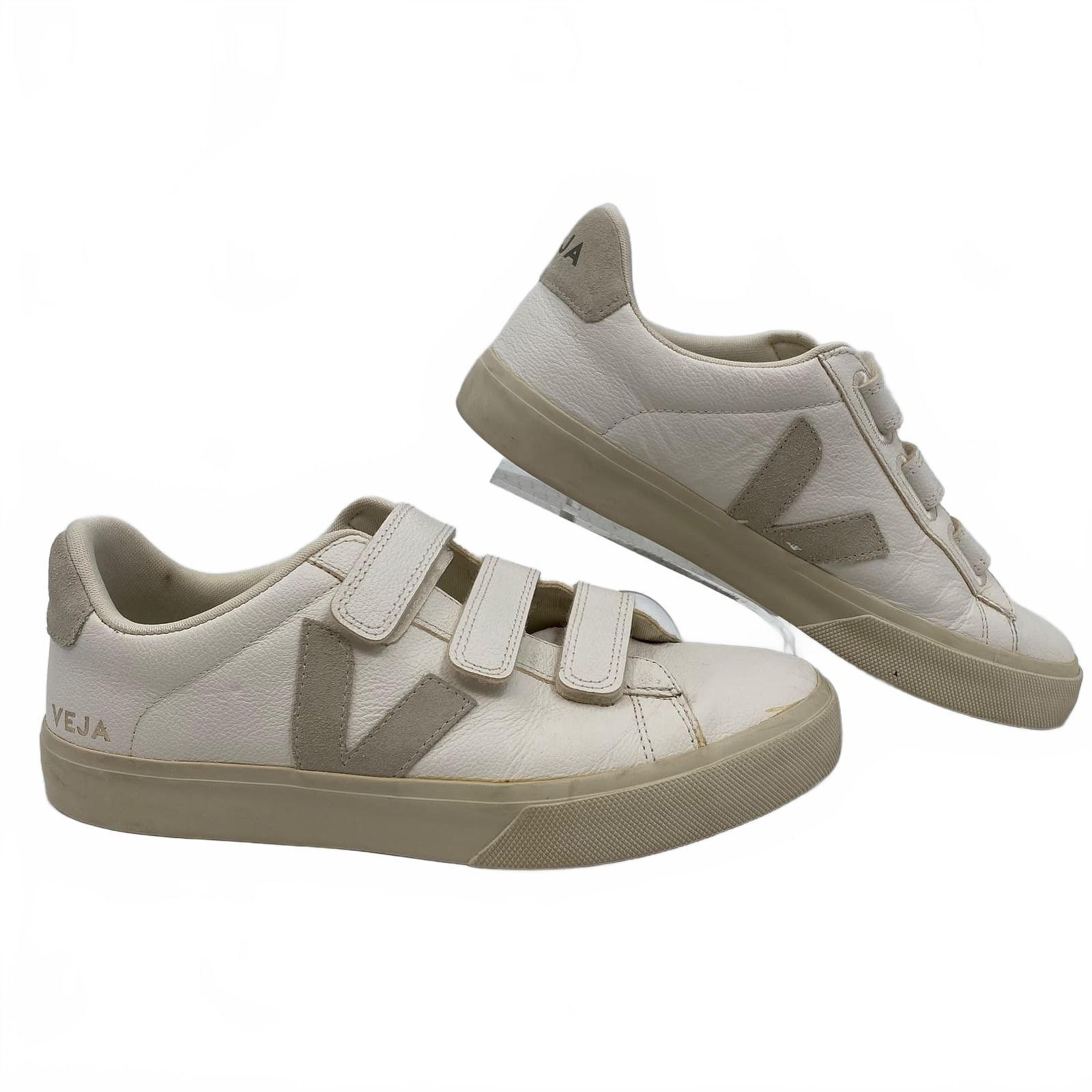 Veja White Gray Velcro Closure Sneakers