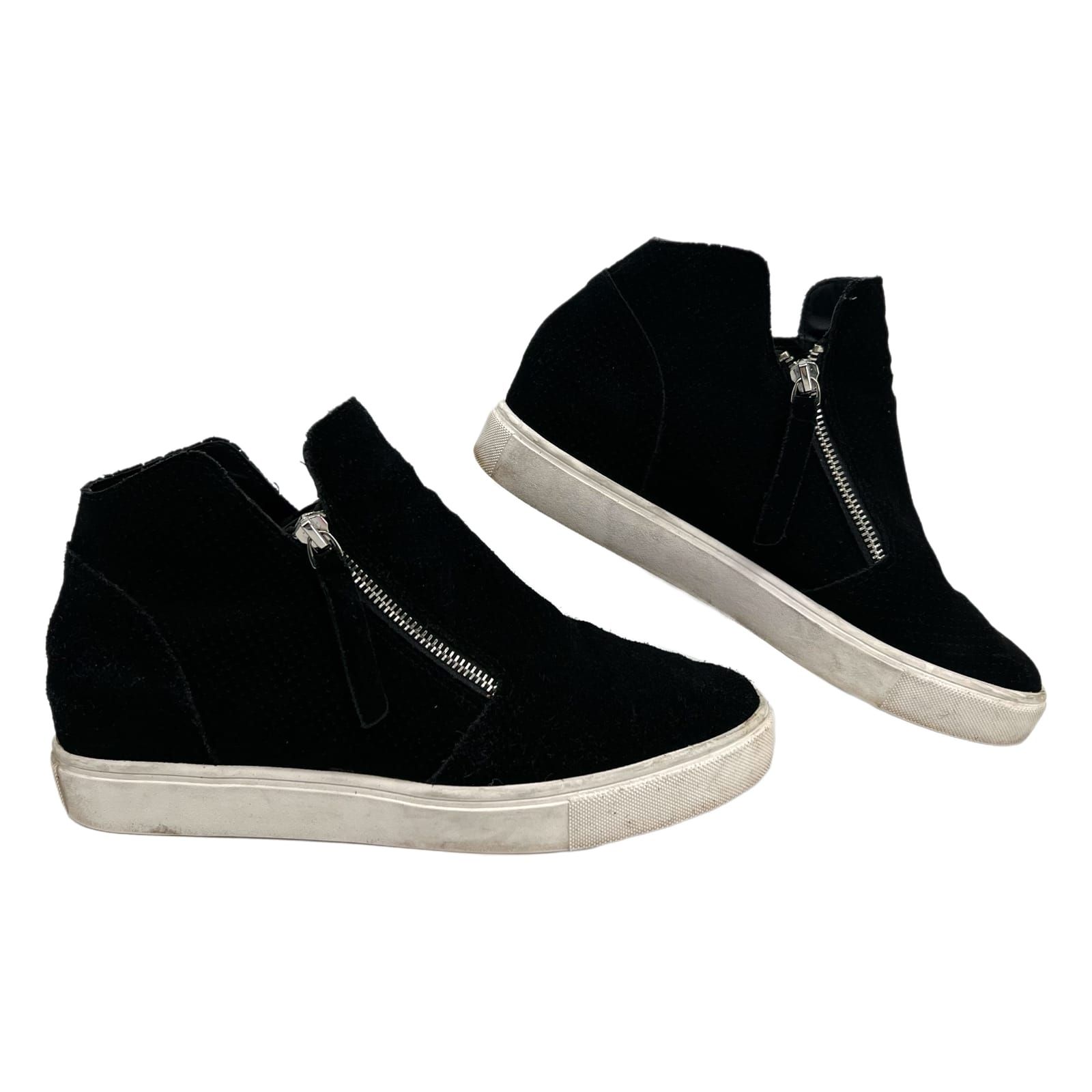 Steve Madden Black Suede Hidden Wedge Sneakers