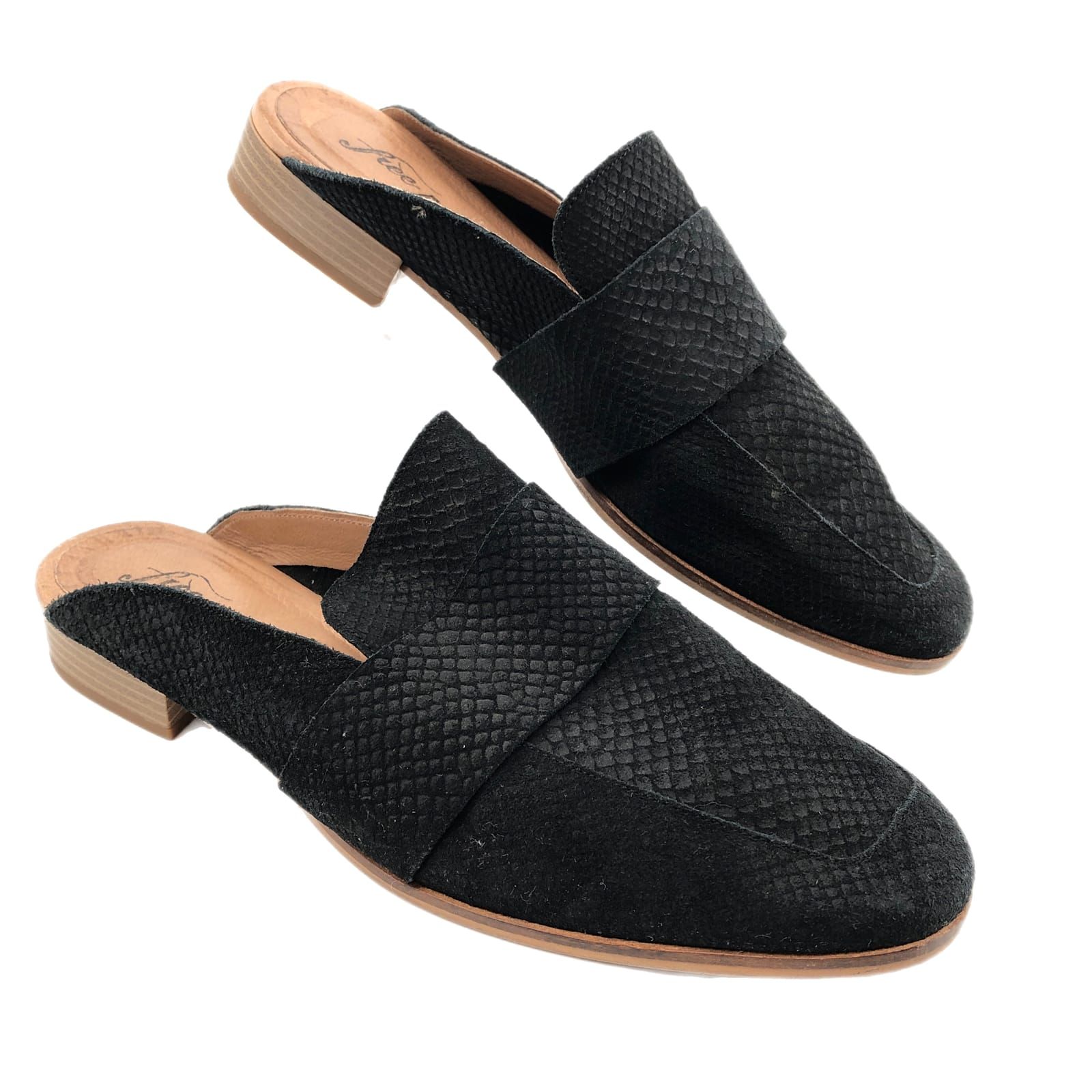Free People Black & Tan Classic Suede Loafers