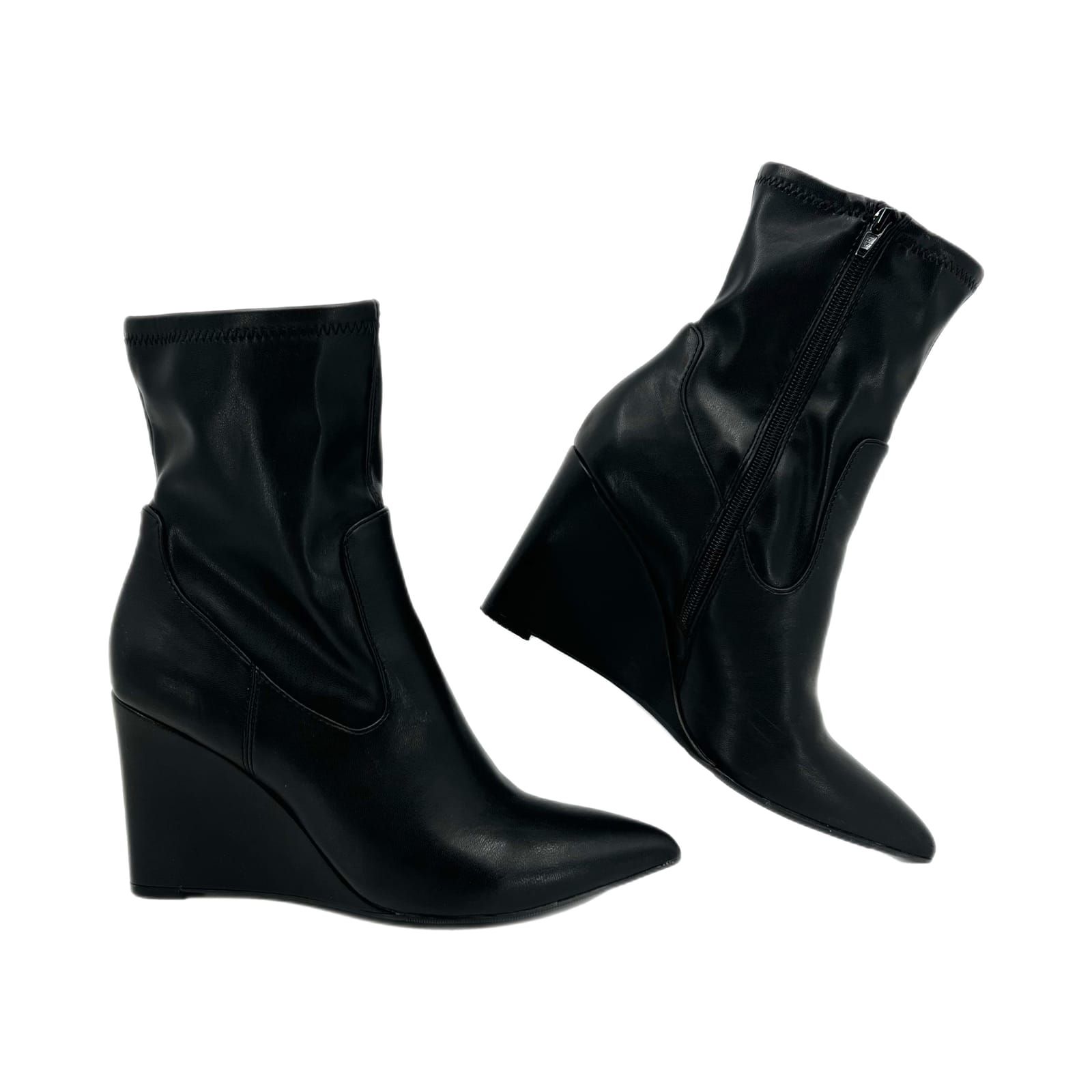 Open Edit Classic Black Wedge Heeled Boots