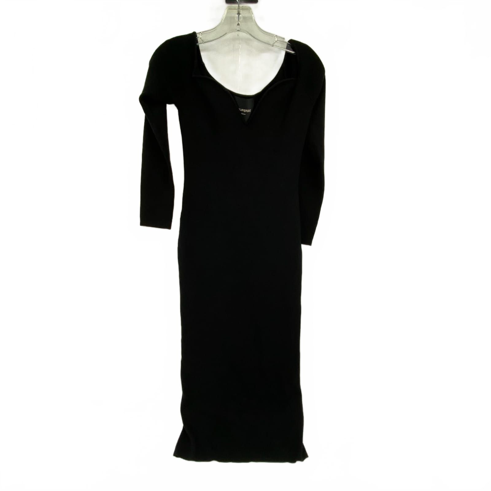 Le Superbe Black Off the Shoulder Sweater Dress