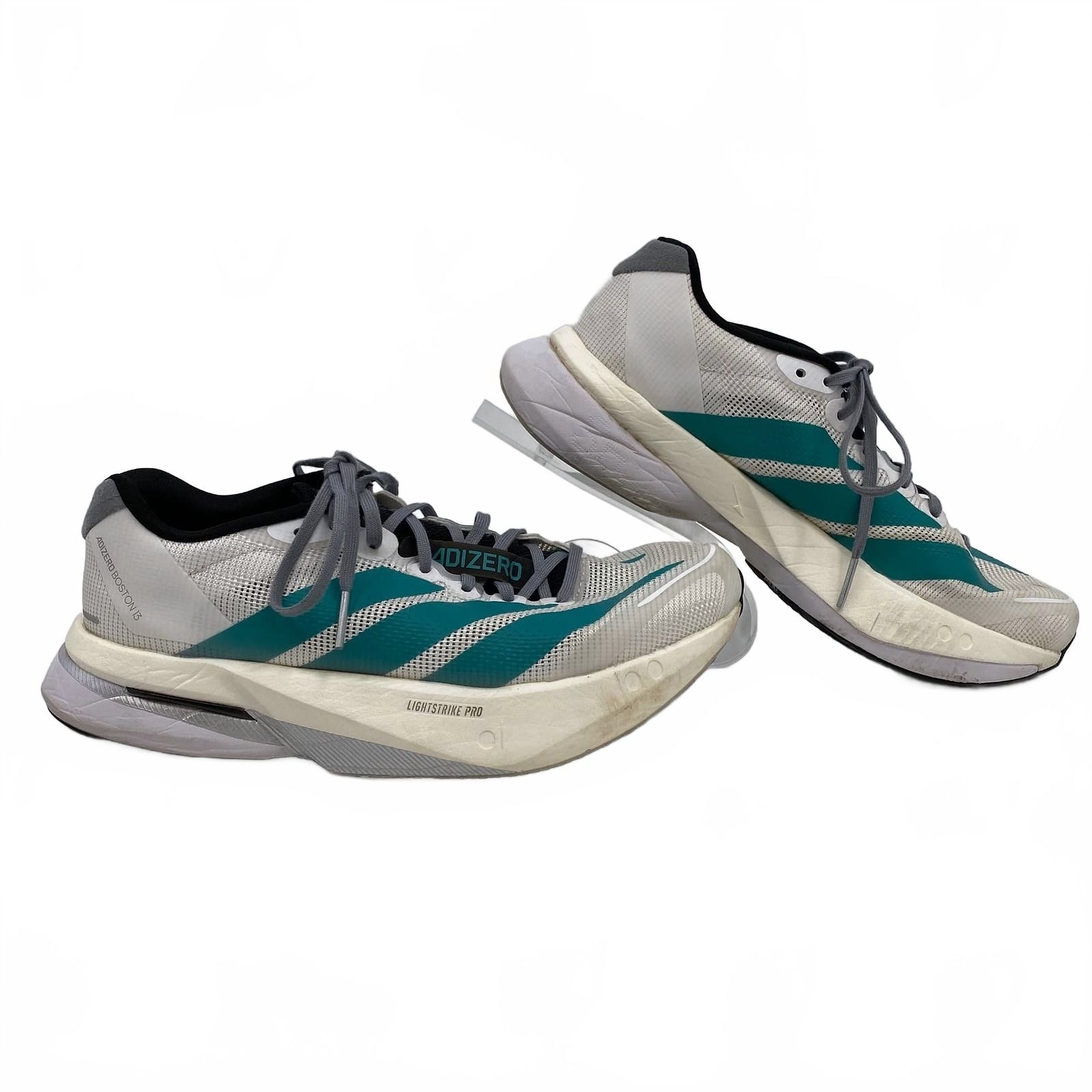 Adidas White Teal Adizero Boston 13 Sneakers