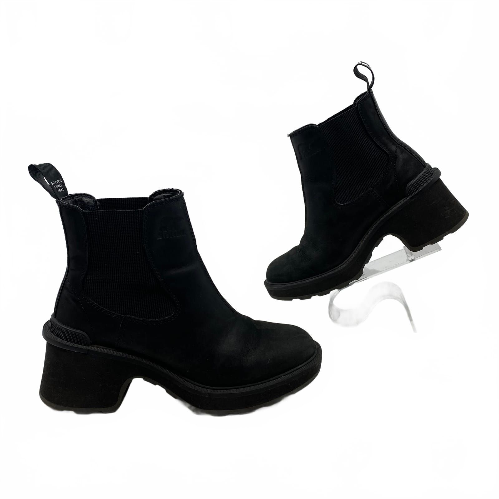 Sorel Black Leather Ankle Boots