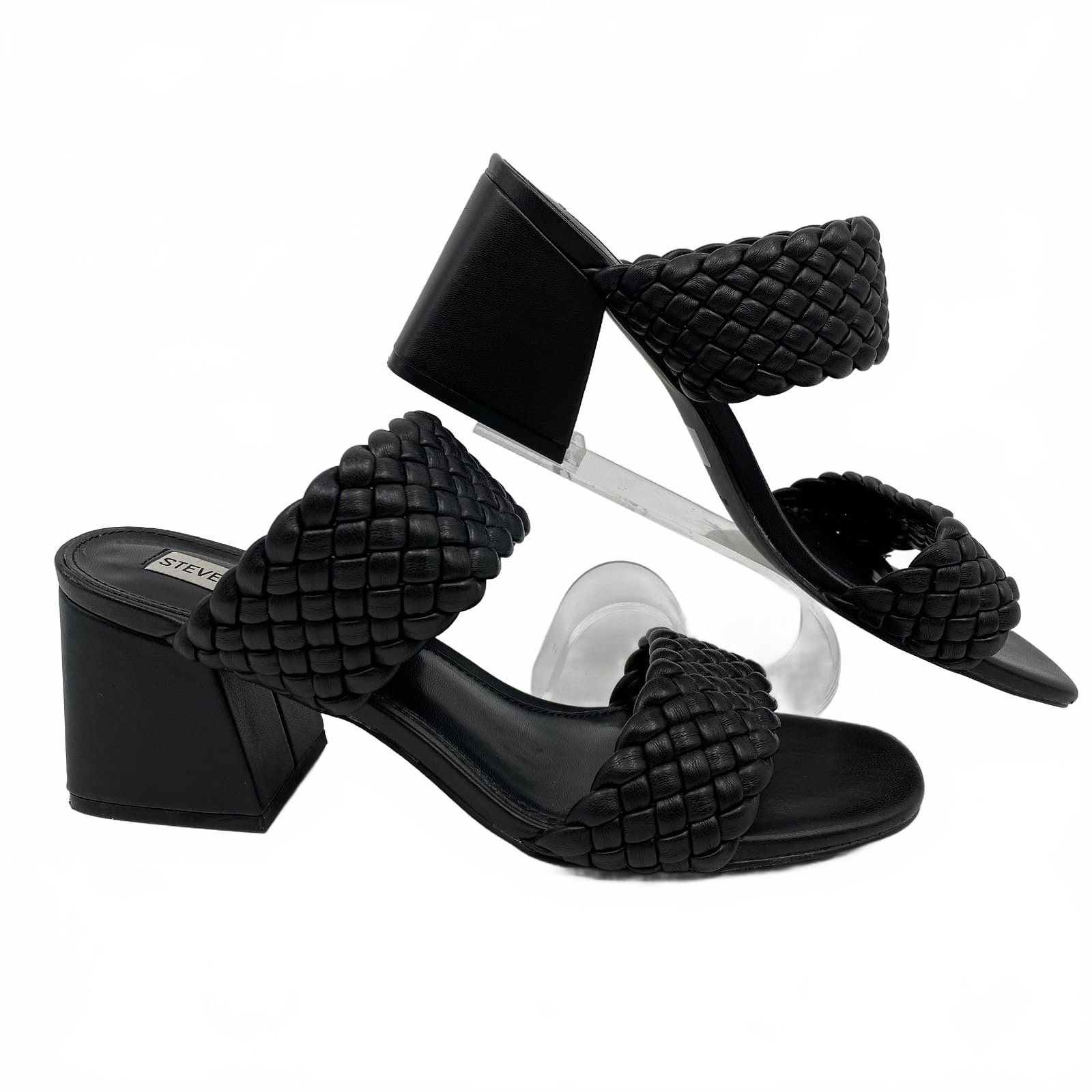 Steve Madden Black Daphnee Woven Strap Heels