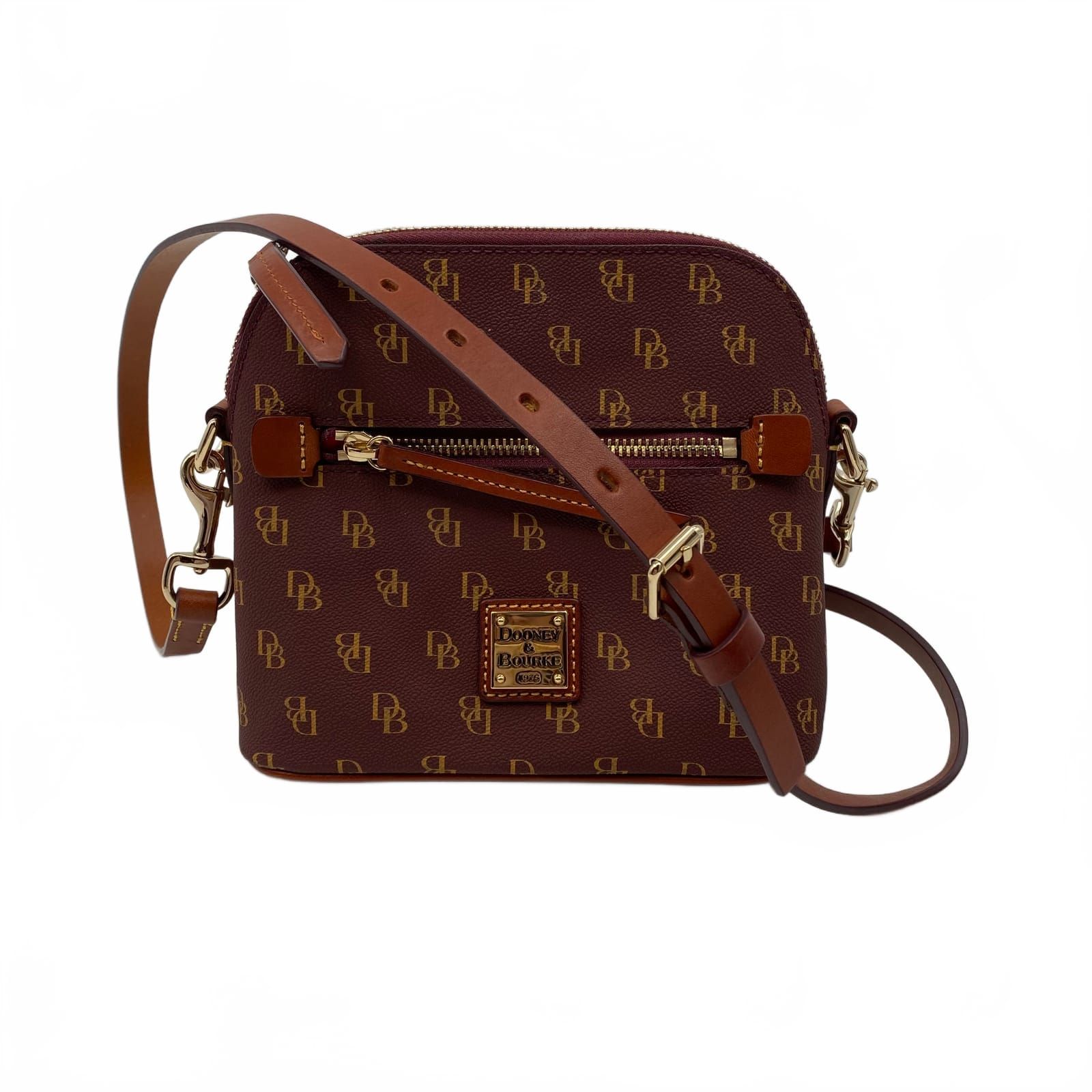 Dooney & Bourke Brown Leather Monogram Crossbody Bag