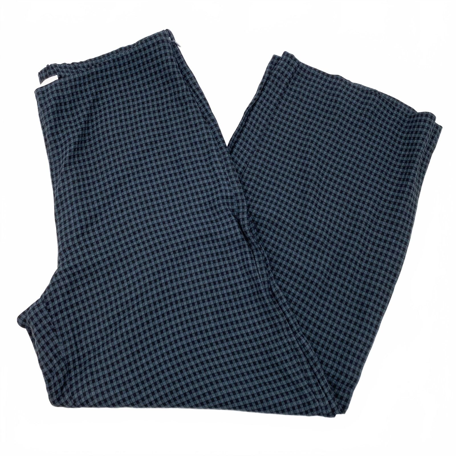 Reformation Navy/Black Gingham Wide Leg Trousers