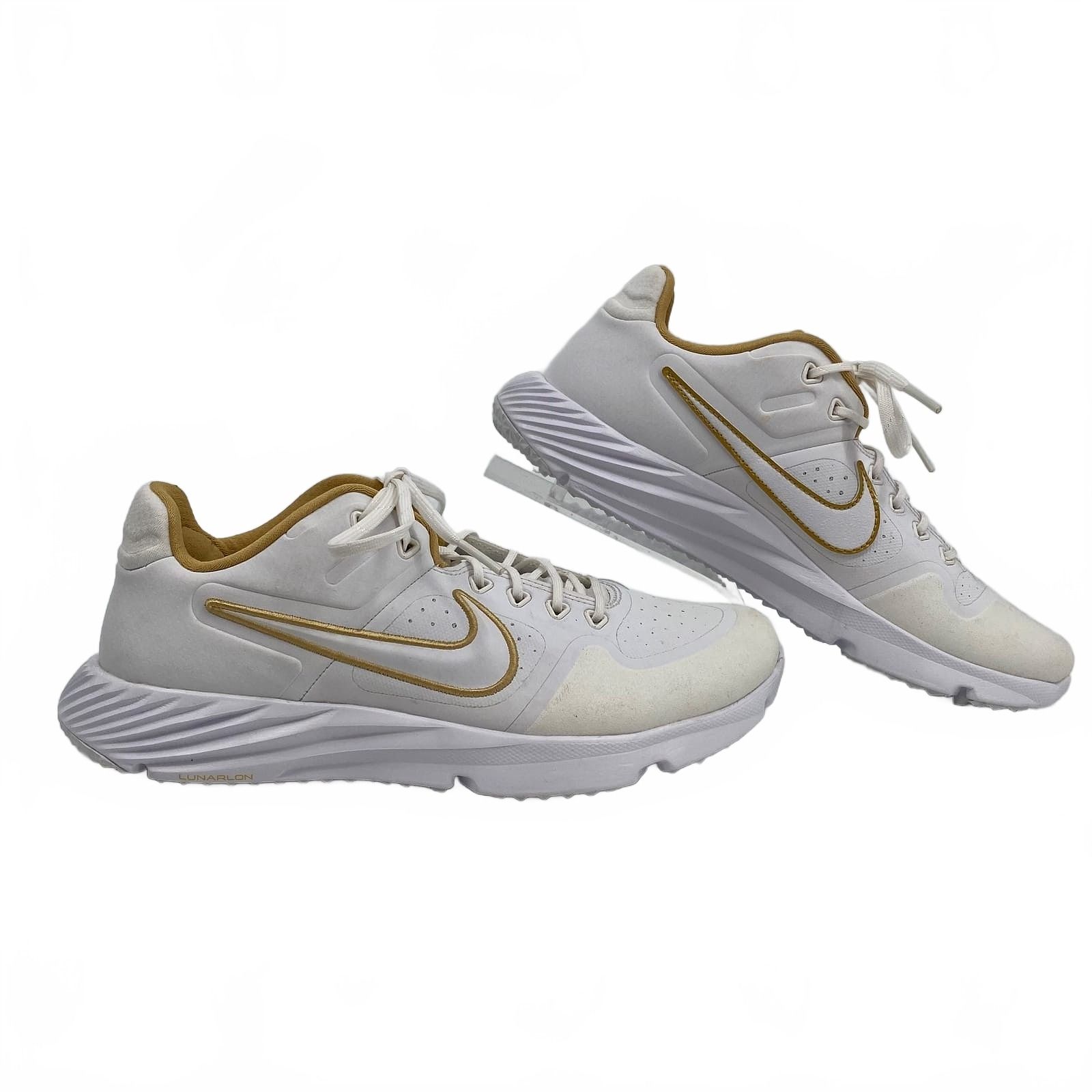 Nike White Gold Alpha Huarache Elite 2 Softball Cleats