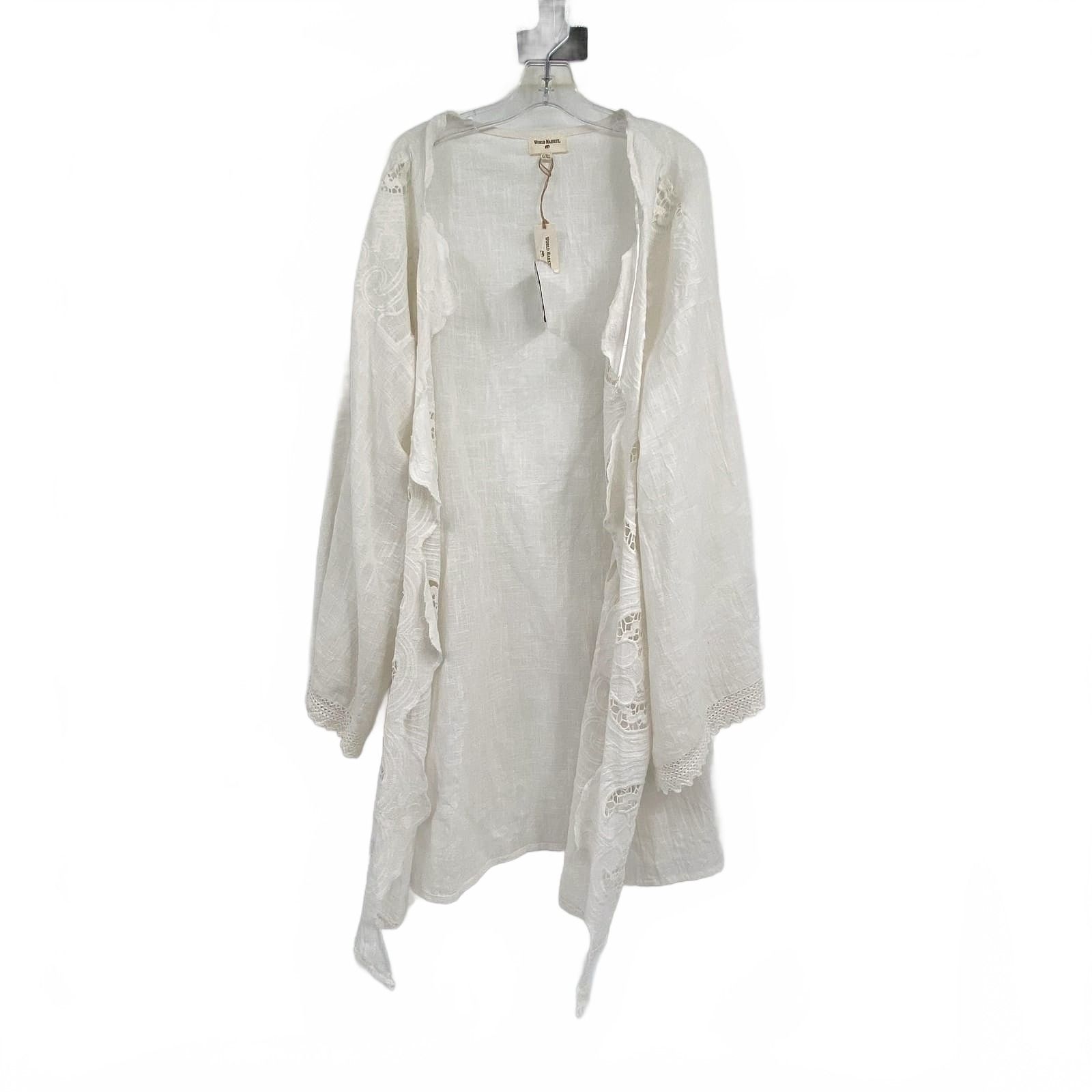 World Market White Top Lace Duster