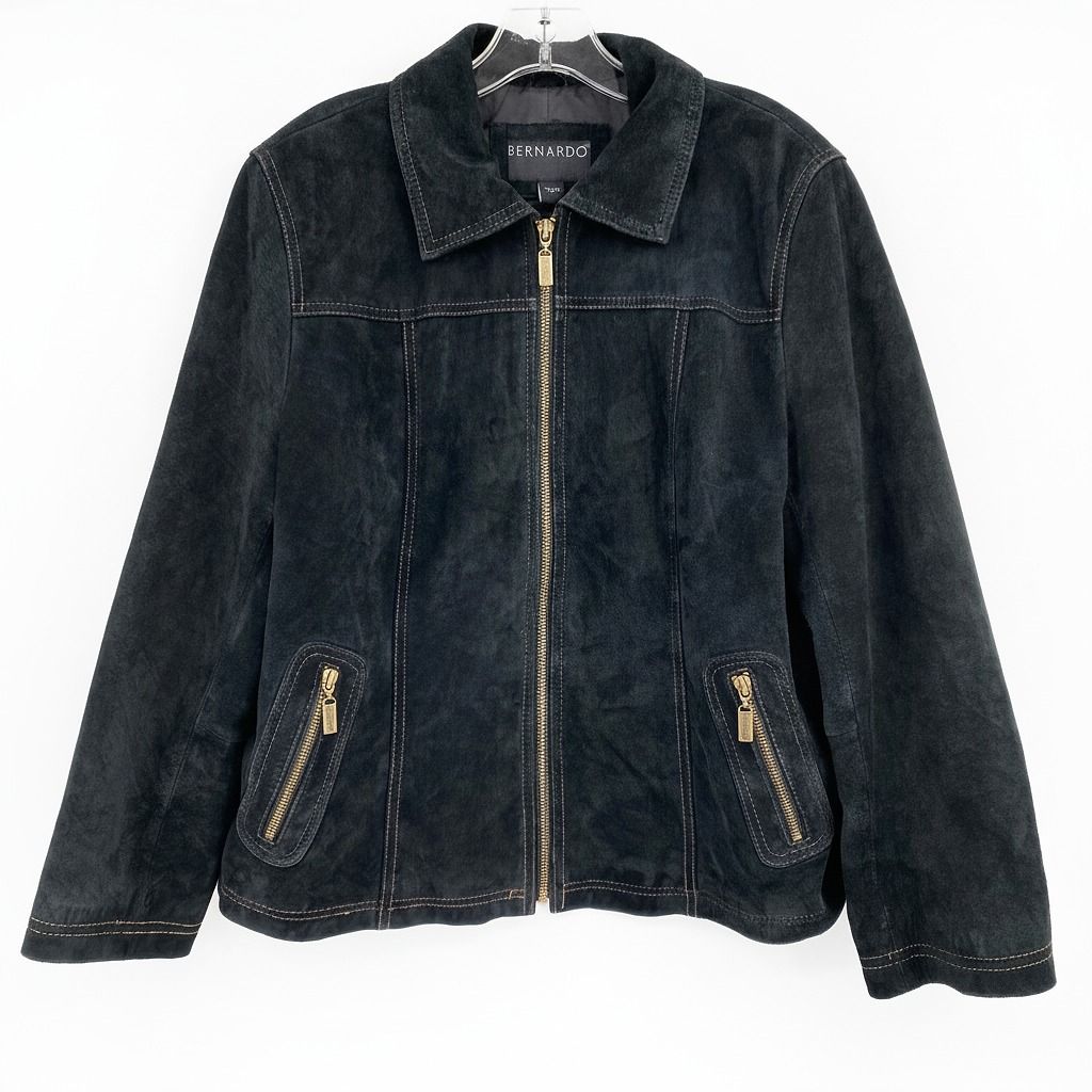 Bernardo Black Leather Zip-Up Jacket