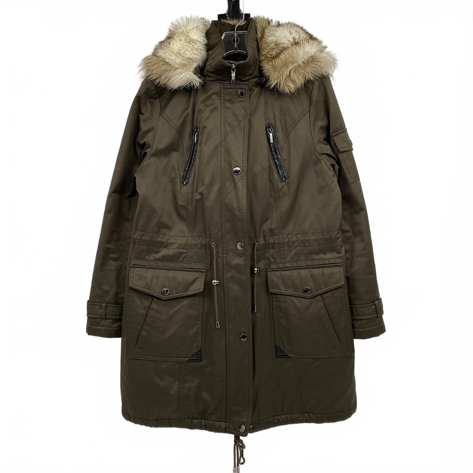 Laundry By Shelli Segal Green Faux Fur Hood Parka