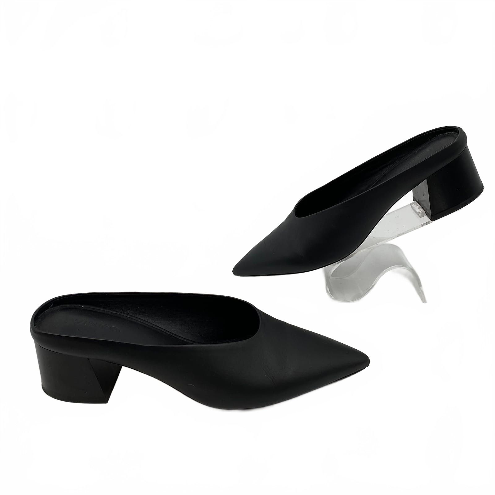 Vince Black Leather Mule Heel