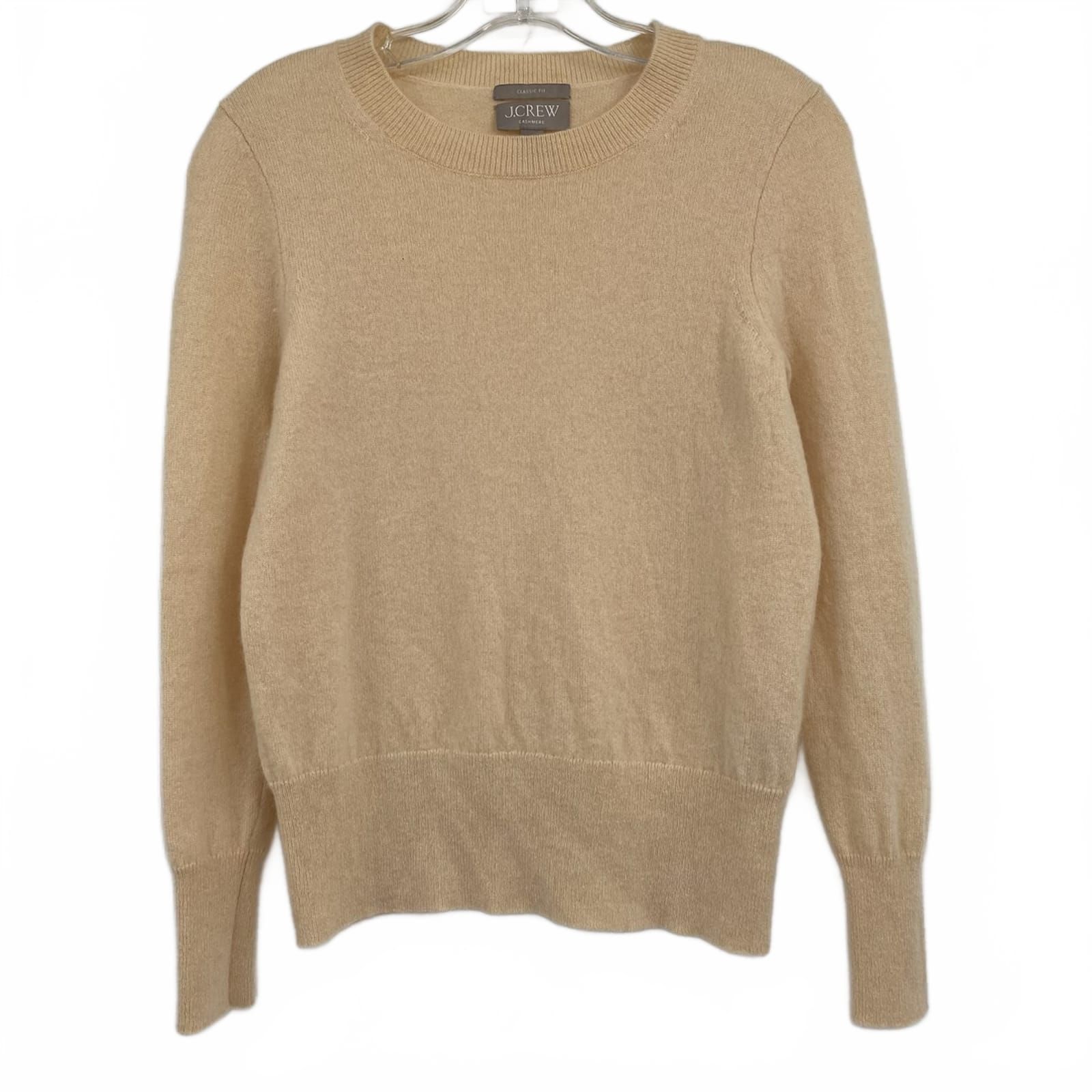 J. Crew Beige Cashmere Crewneck Knit Sweater
